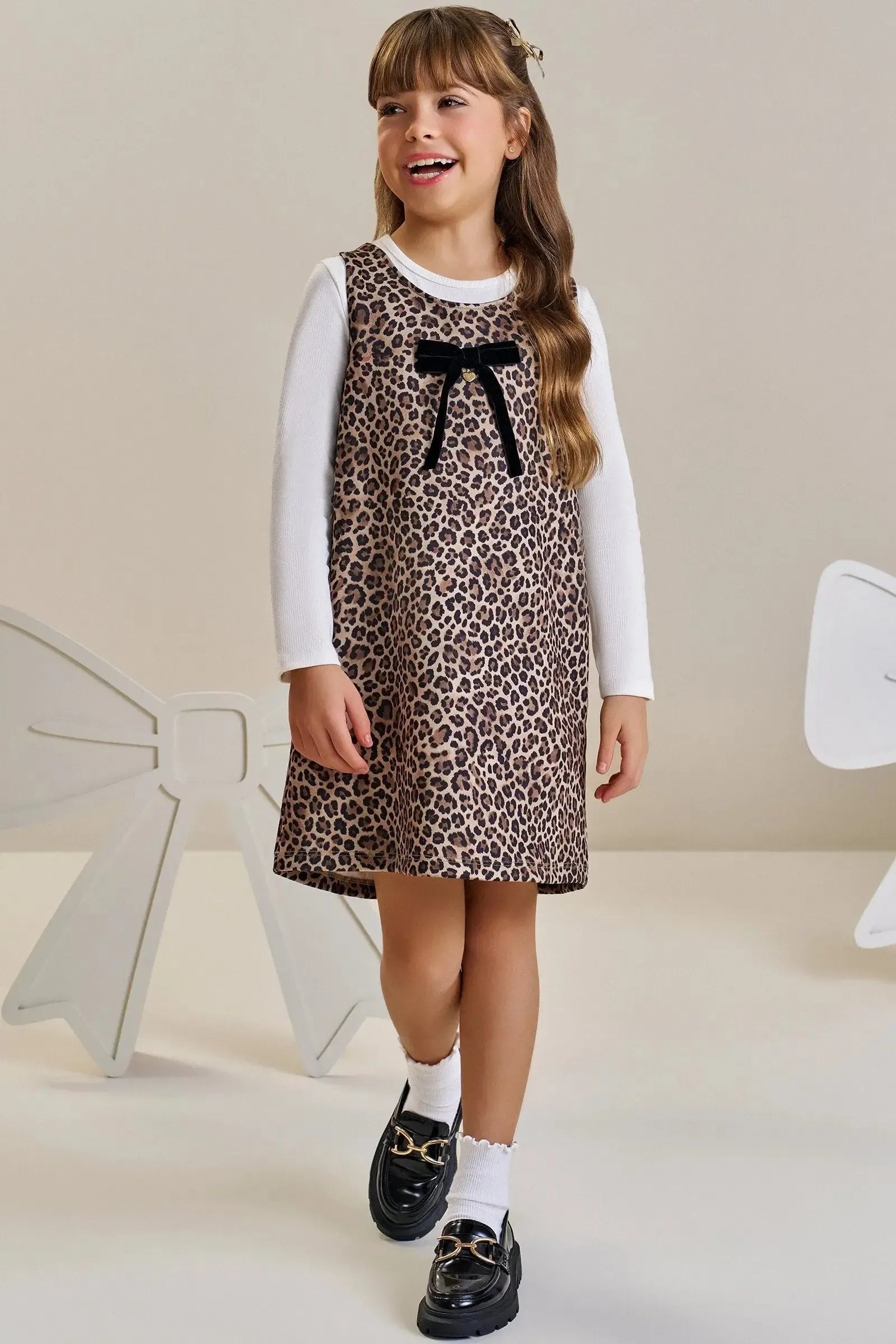 Conjunto de Blusa em Canelado Liz e Salopete em Fly Tech 89761 Infanti Infantil Menina
