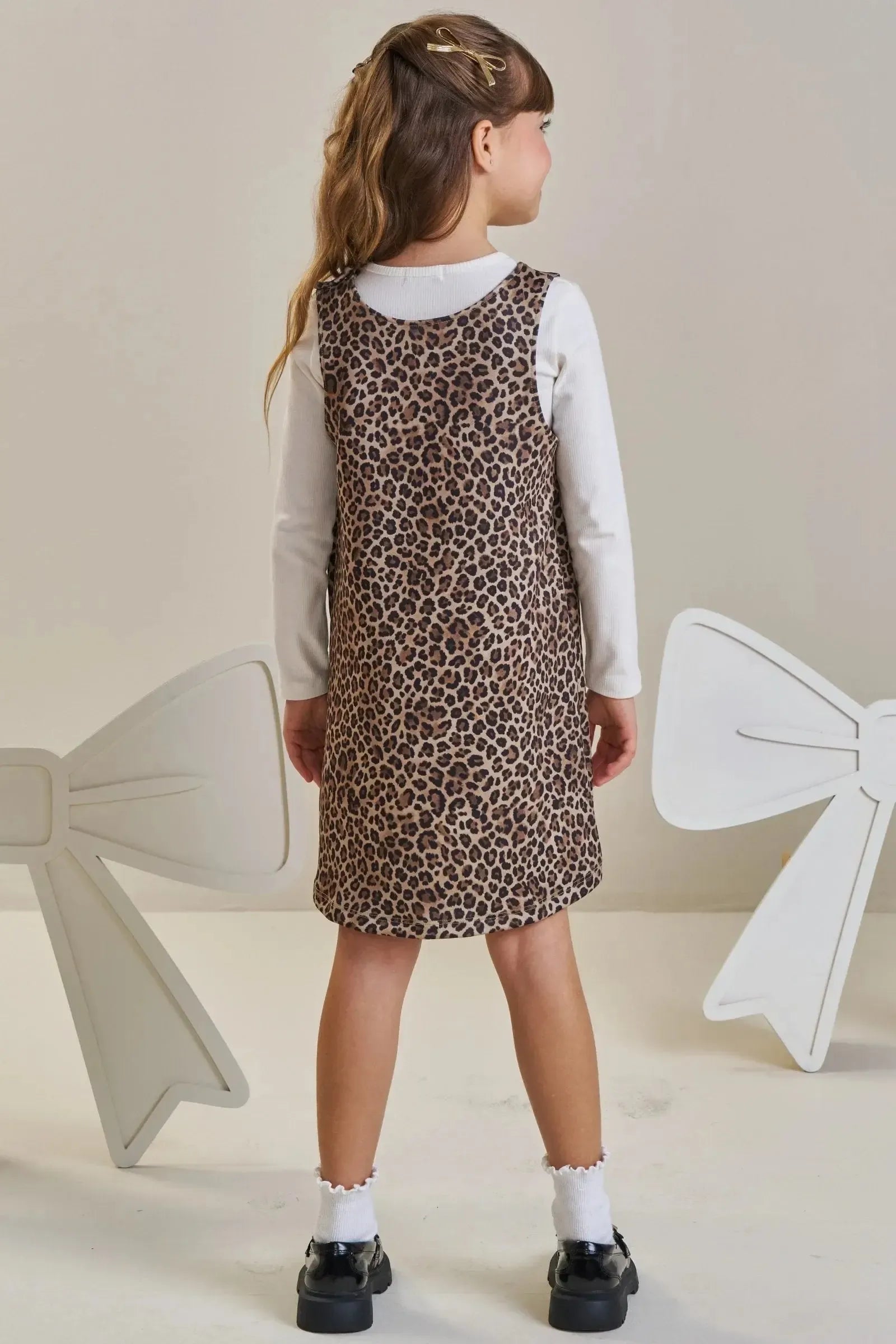 Conjunto de Blusa em Canelado Liz e Salopete em Fly Tech 89761 Infanti Infantil Menina
