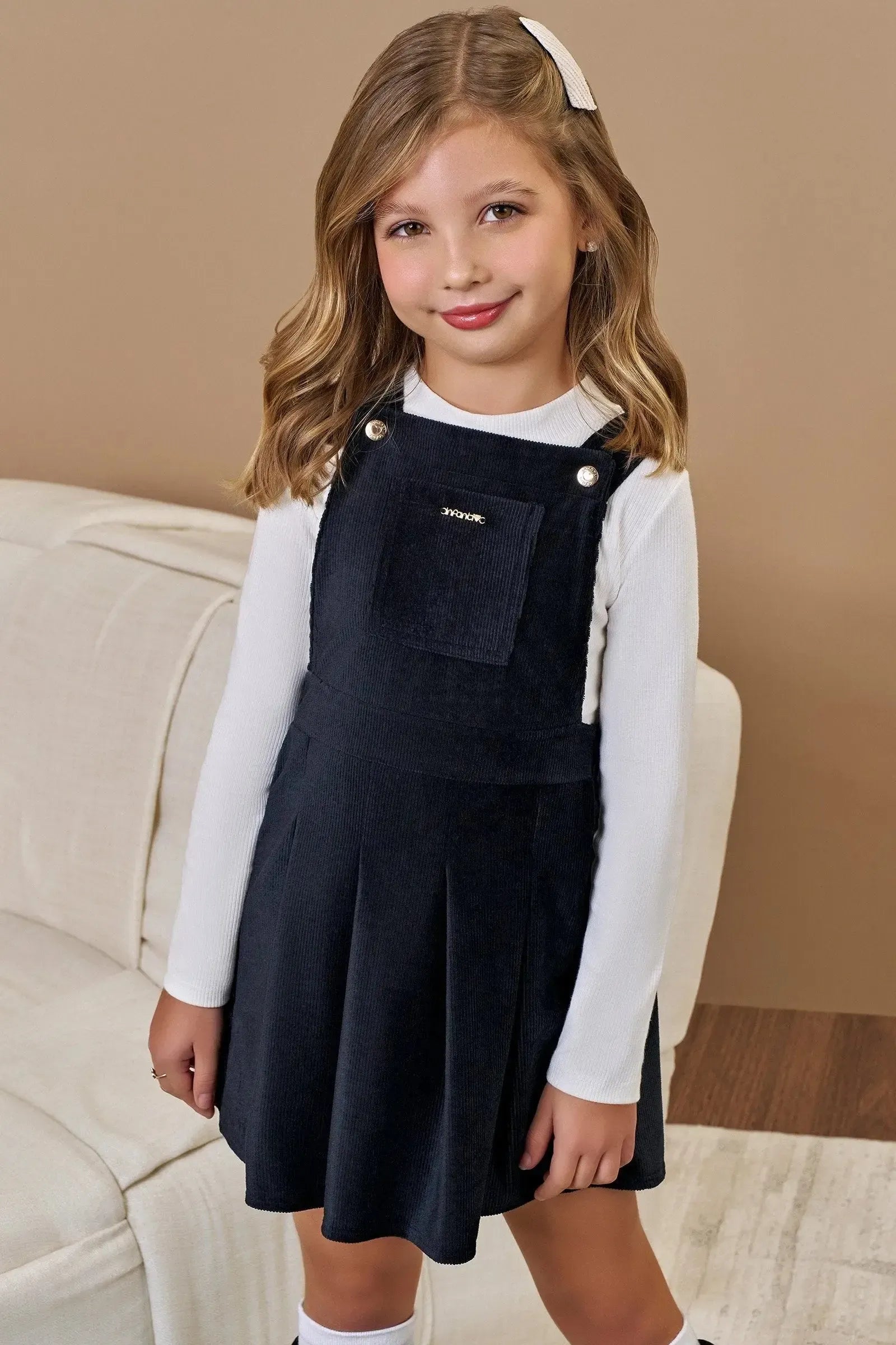 Conjunto de Blusa em Canelado Liz e Salopete em Malha Cotelê 90798 Infanti Infantil Menina