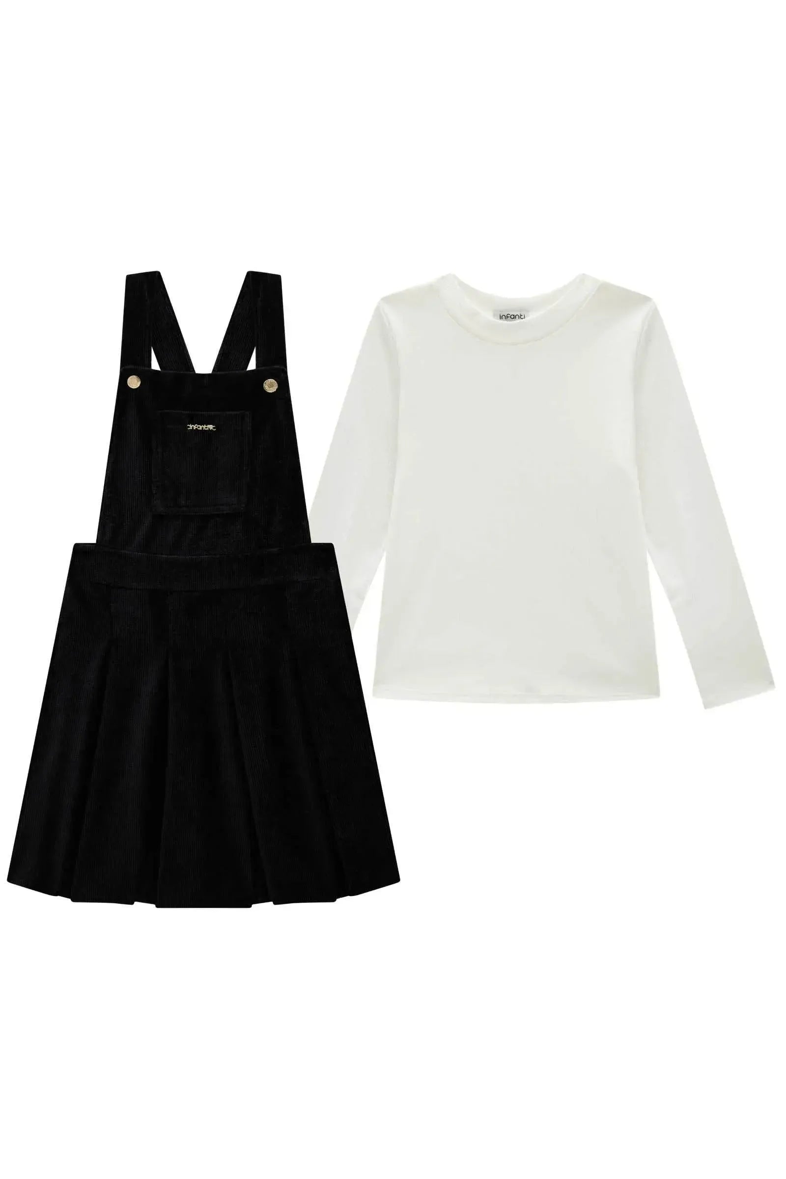 Conjunto de Blusa em Canelado Liz e Salopete em Malha Cotelê 90798 Infanti Infantil Menina