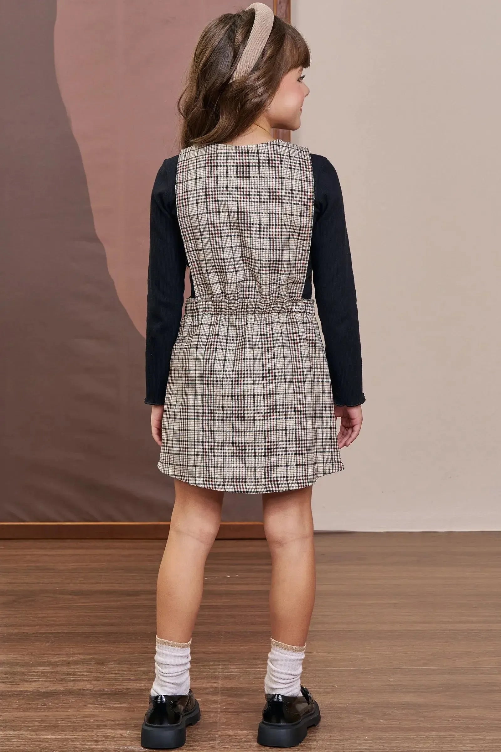 Conjunto de Blusa em Canelado Liz e Salopete em Malhão Listrado 93978 Infanti Infantil Menina