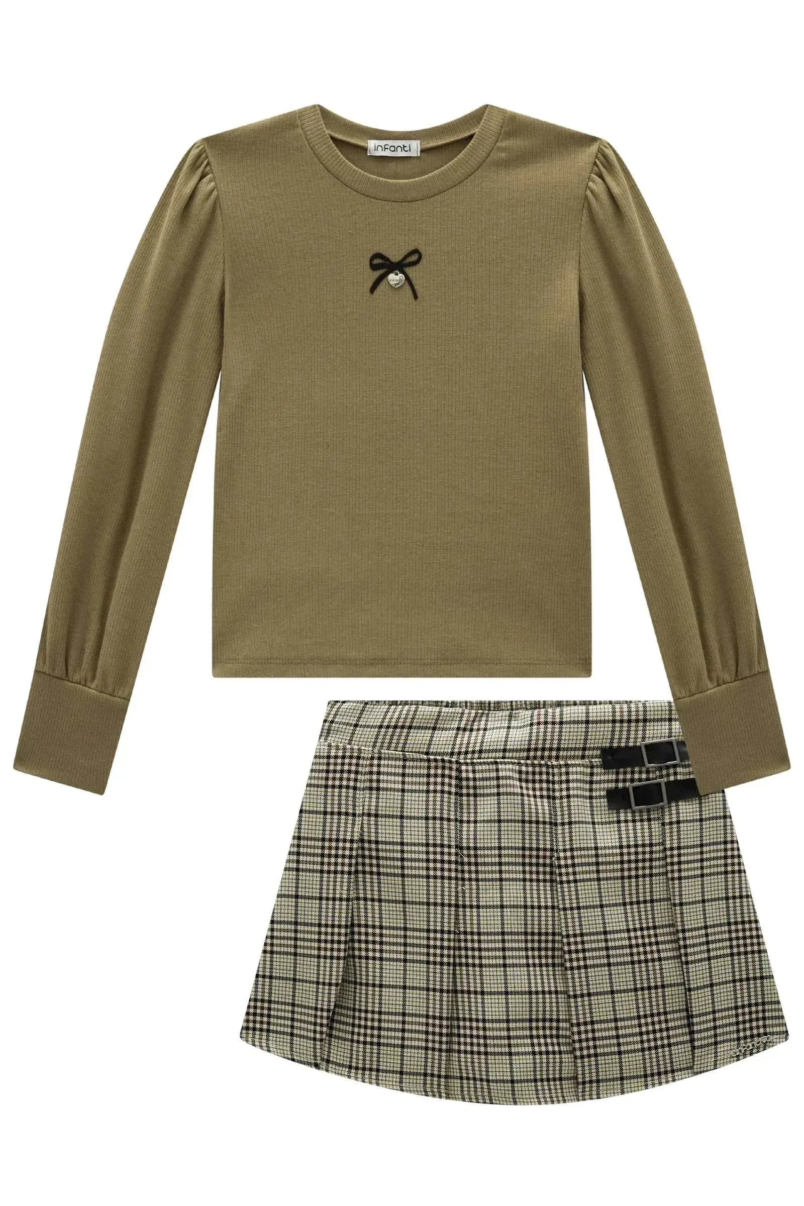 Conjunto de Blusa em Canelado Liz e Short Saia em Alfaiataria 90351 Infanti Infantil Menina