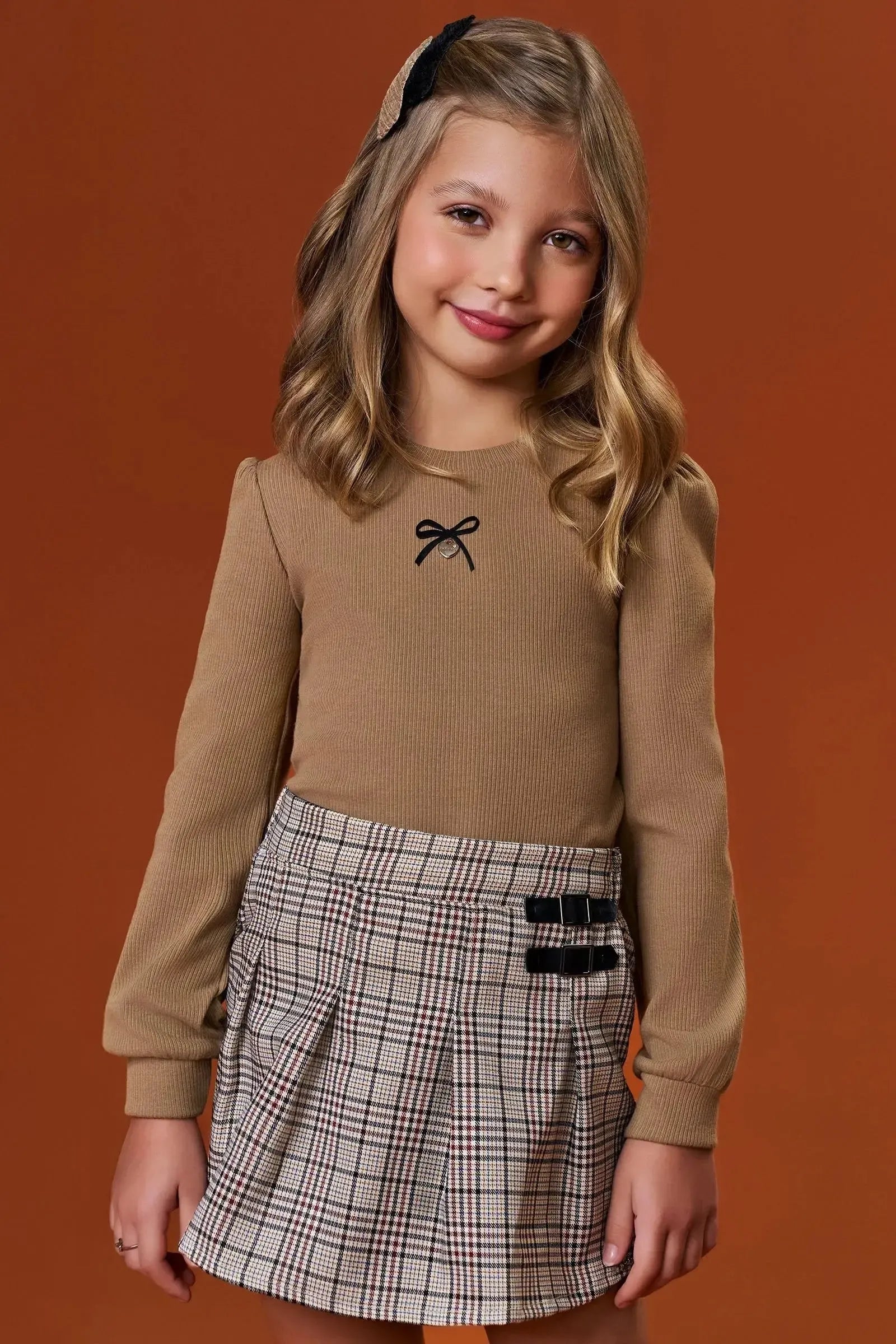 Conjunto de Blusa em Canelado Liz e Short Saia em Alfaiataria 90351 Infanti Infantil Menina