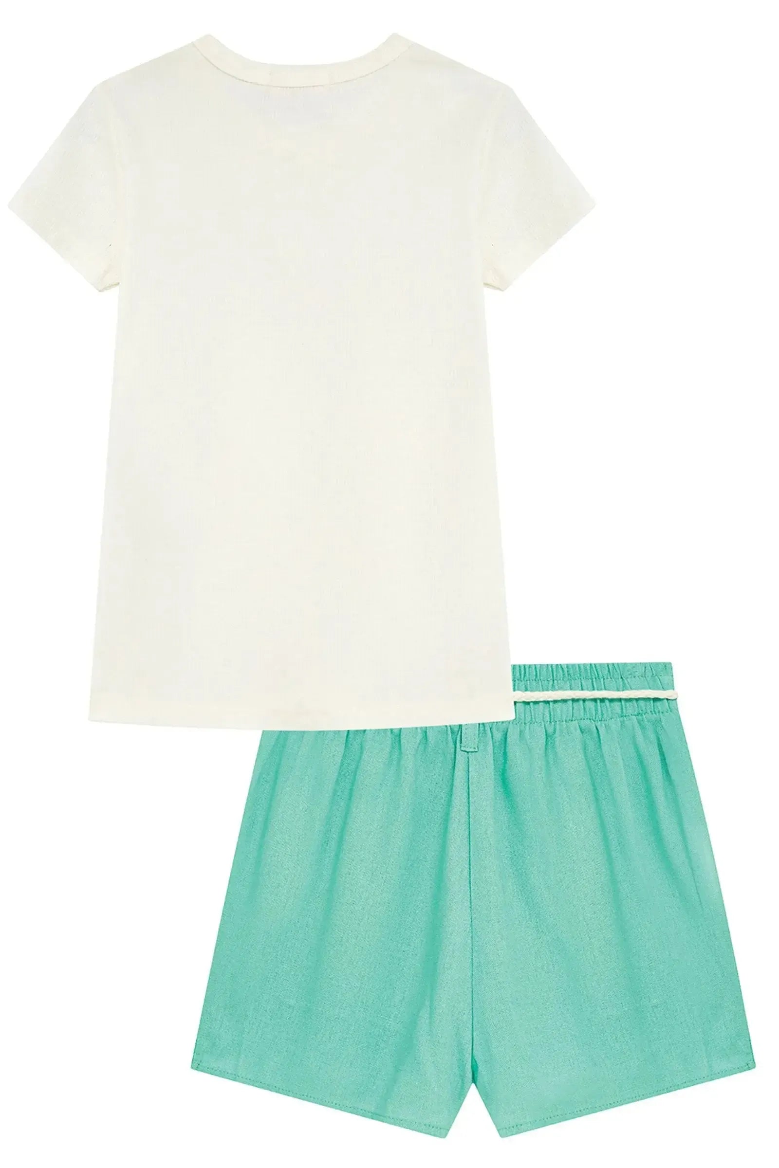 Conjunto de Blusa em Canelado Liz e Short Saia em Tecido Brend de Viscose 93640 Kukiê Infantil Menina