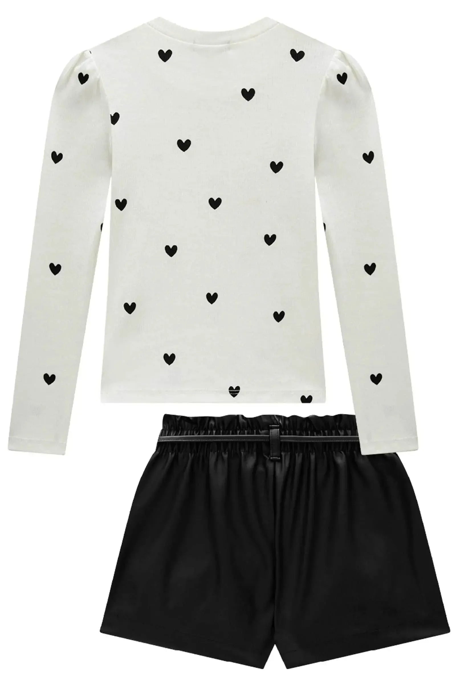 Conjunto de Blusa em Canelado Liz e Shorts em Couro Sintético 93608 Infanti Infantil Menina