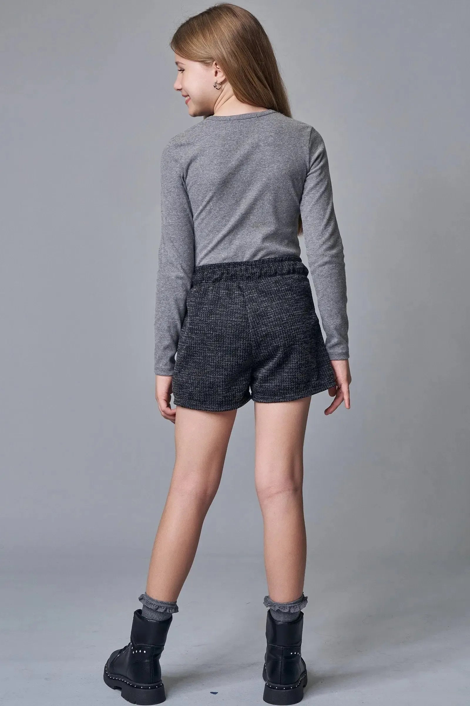 Conjunto de Blusa em Canelado Liz e Shorts em Malha Tweed Drika 91769 Lilimoon Teen Menina