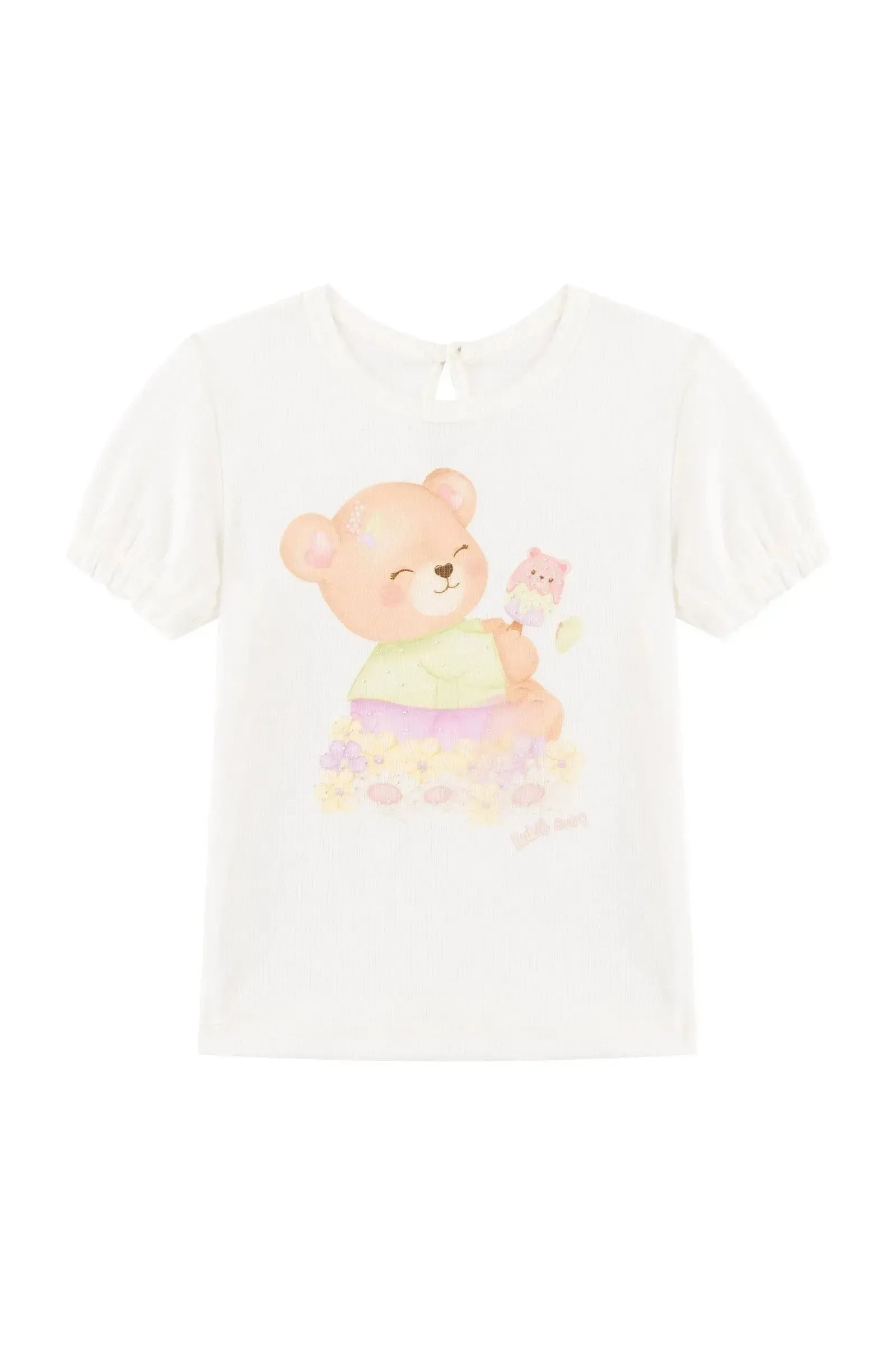 Conjunto de Blusa em Canelado Liz e Shorts em Molecotton 94223 Kukiê Infantil Menina