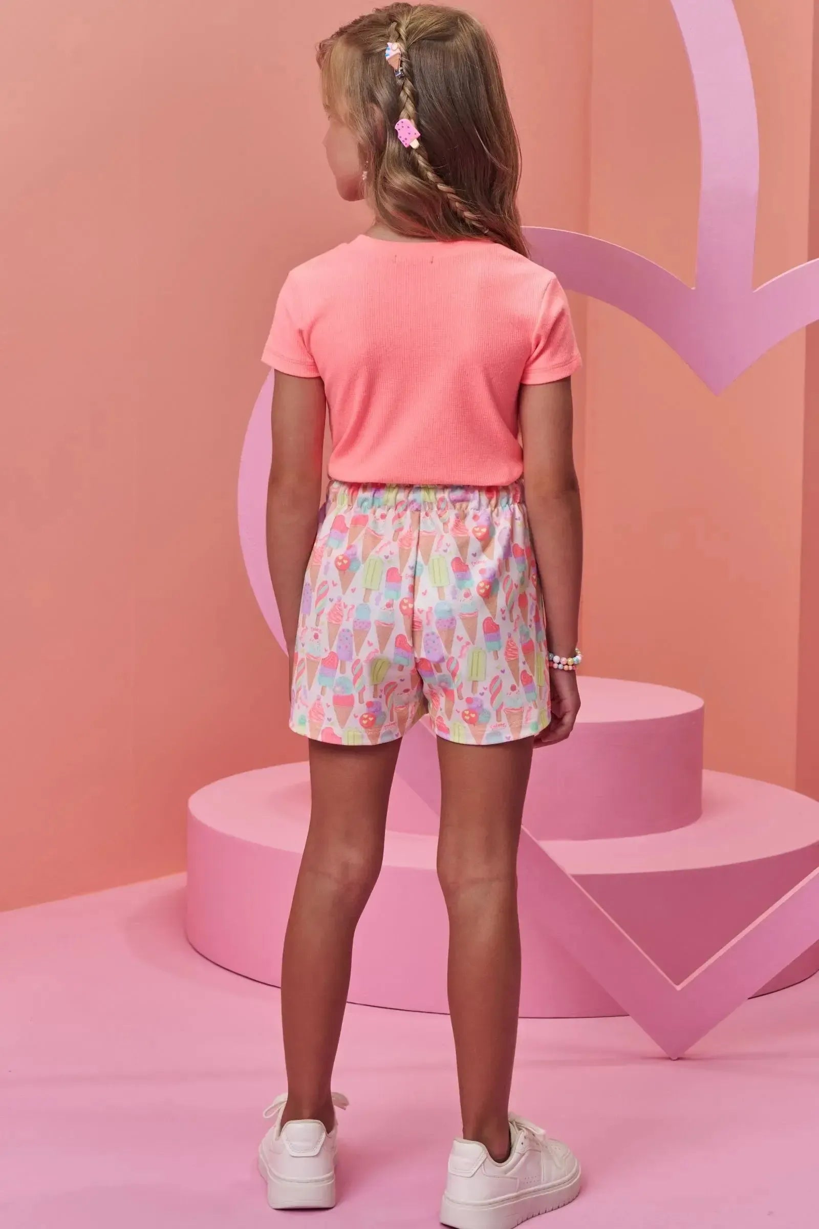 Conjunto de Blusa em Canelado Liz e Shorts em Molecotton 98376 Infanti Infantil Menina