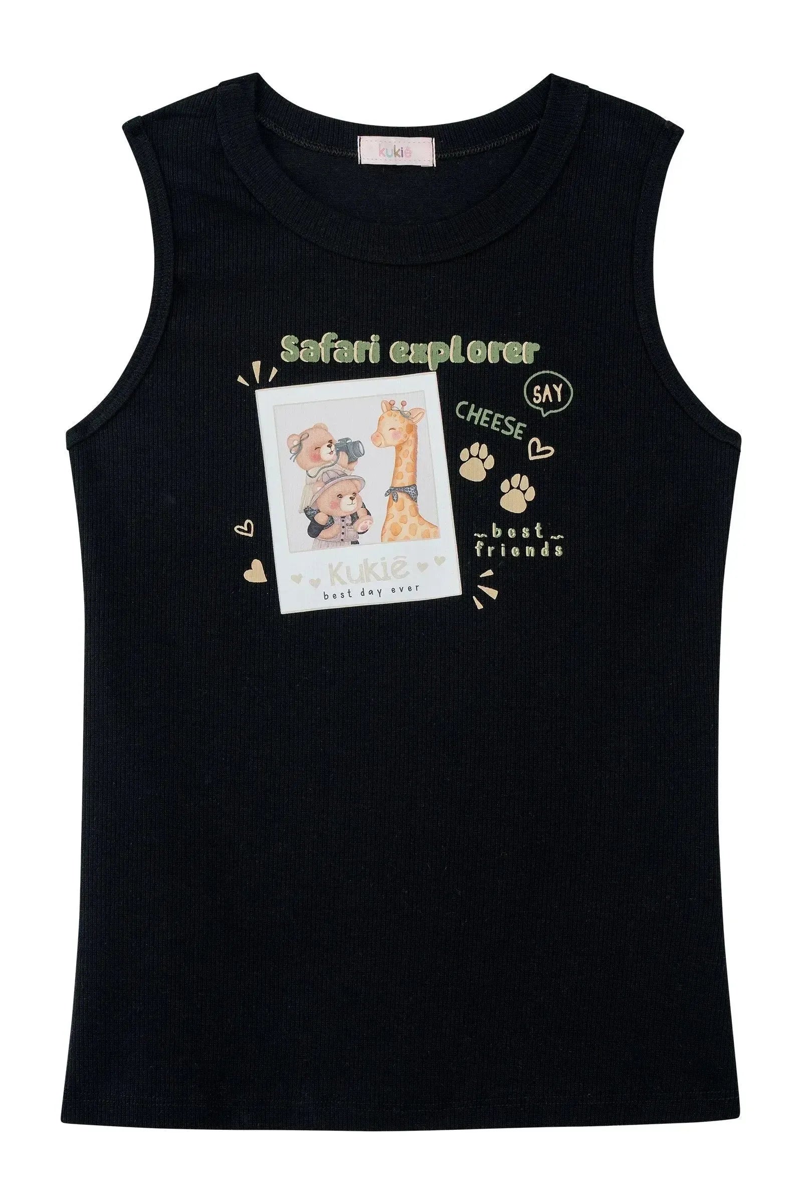 Conjunto de Blusa em Canelado Liz e Shorts em Sarja com Elastano 93884 Kukiê Infantil Menina