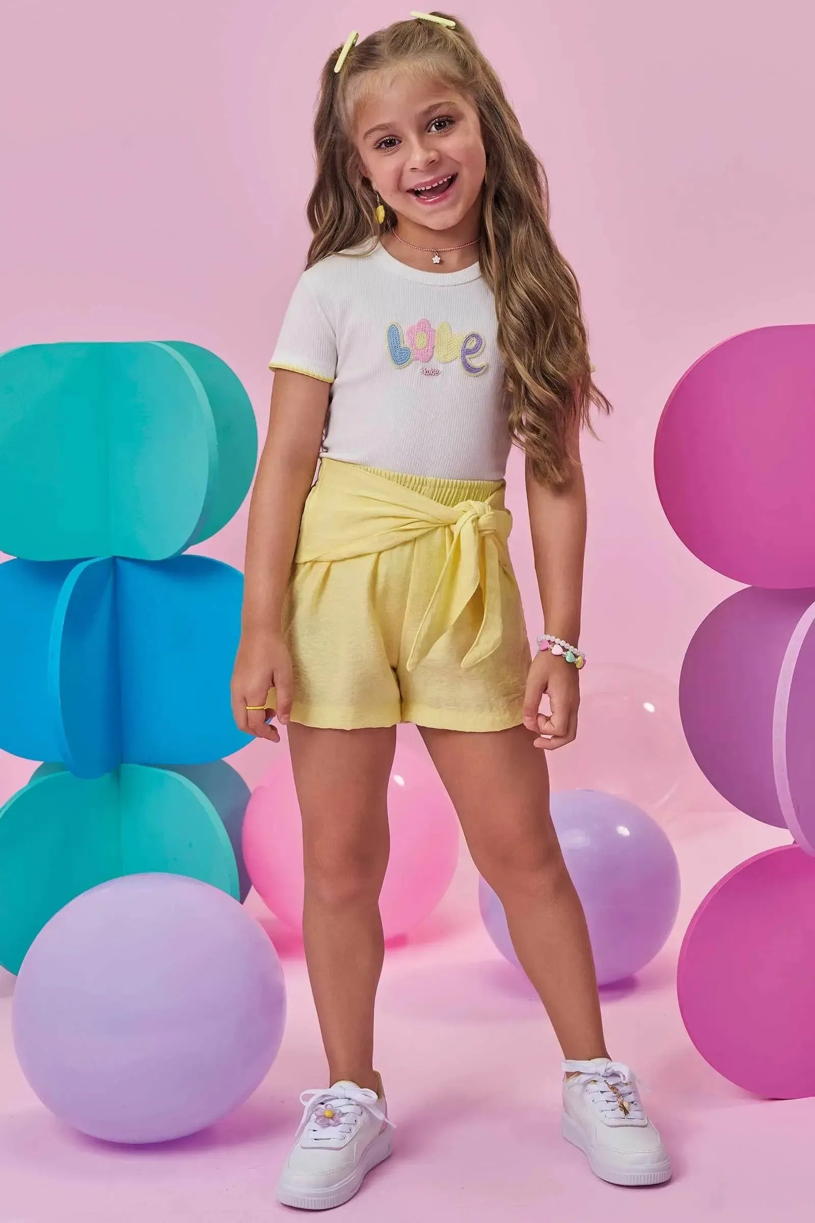 Conjunto de Blusa em Canelado Liz e Shorts em Viscose 99423 Kukiê Infantil Menina