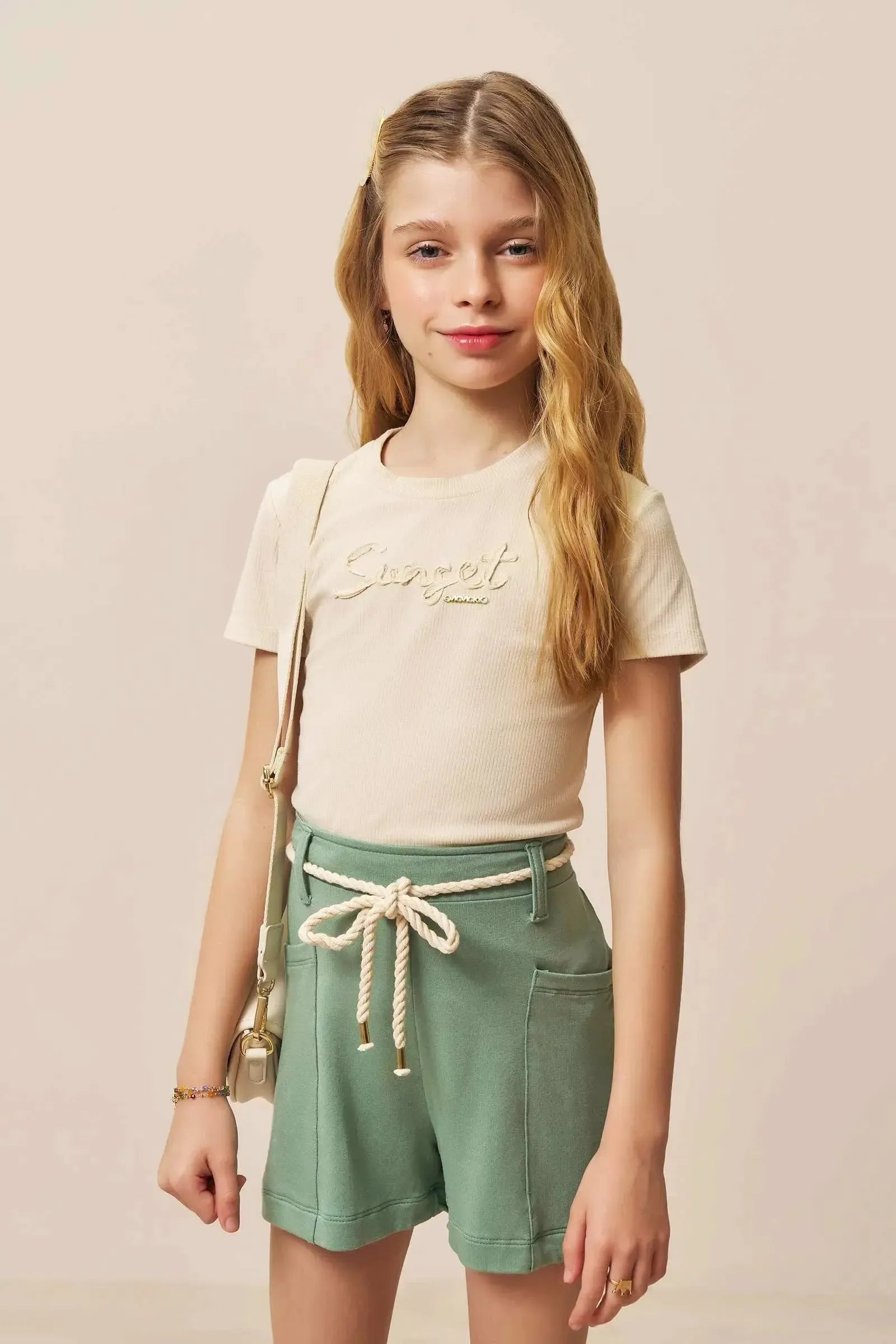 Conjunto de Blusa em Canelado Luna de Viscose e Shorts em Molevisco 96896 Vic&Vicky Teen Menina