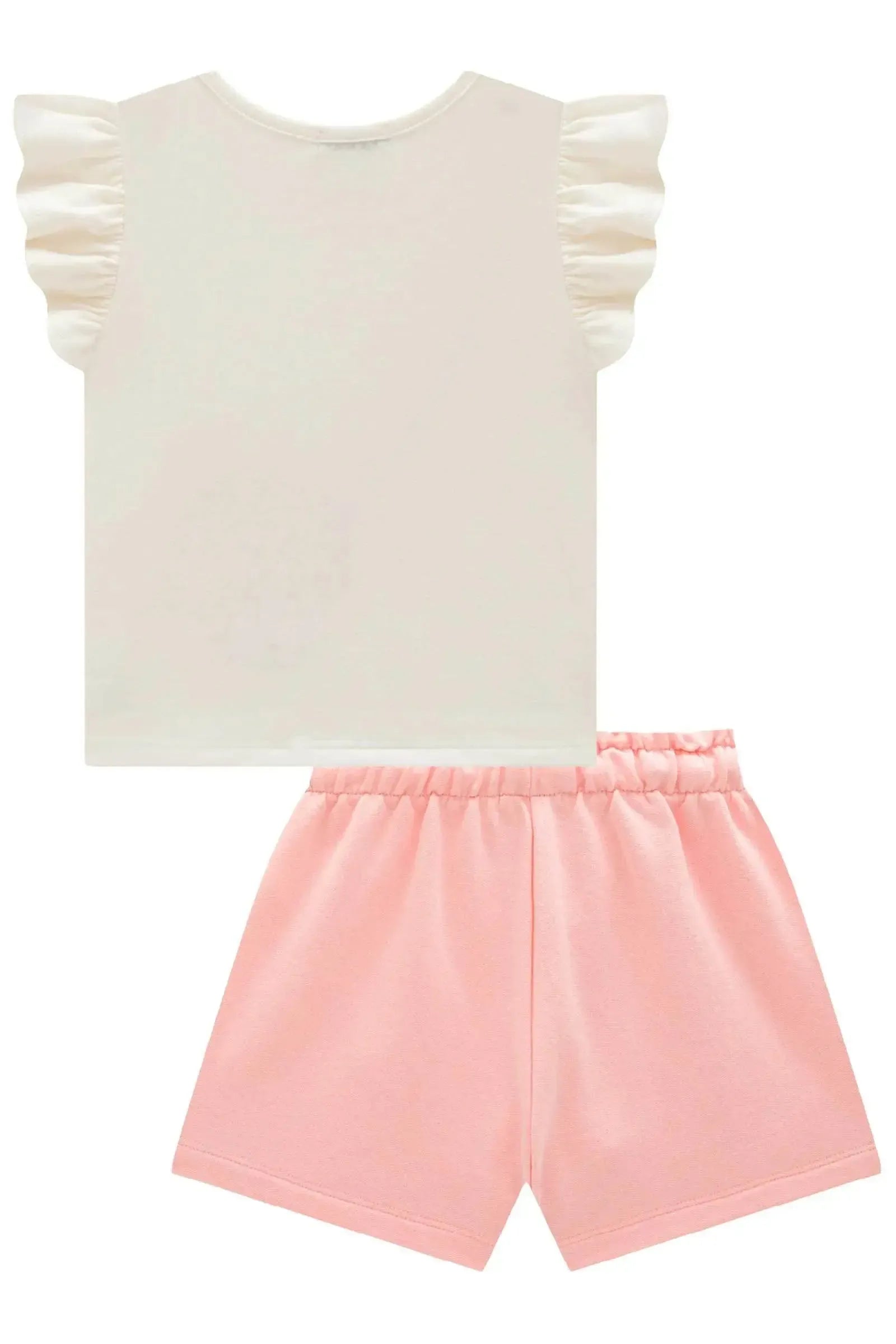 Conjunto de Blusa em Cotton com Shorts em Moletom sem Pelúcia 99400 Infanti Infantil Menina