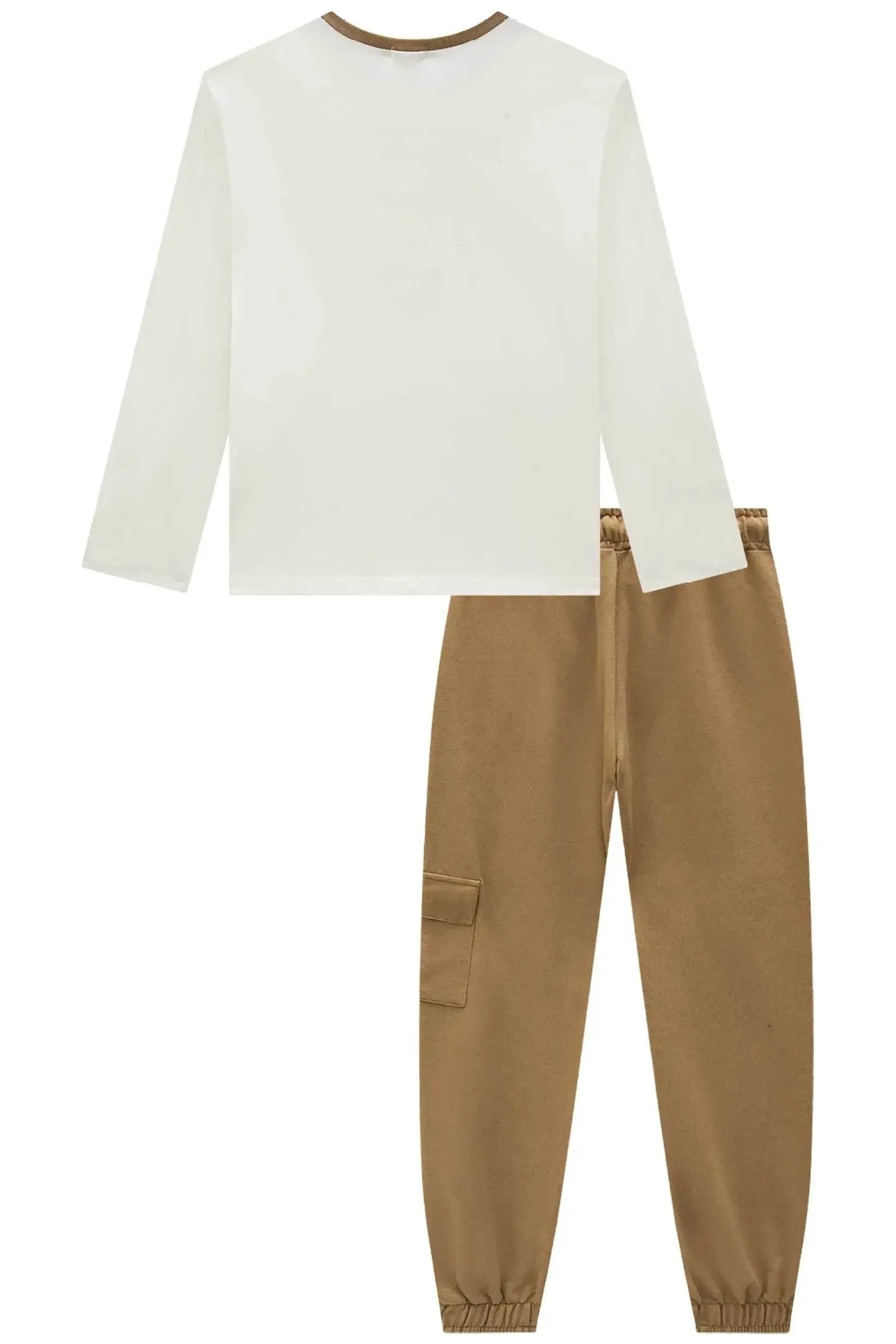 Conjunto de Blusa em Cotton e Calça Jogger em Moletom sem Pelúcia 92000 Vic&Vicky Teen Menina