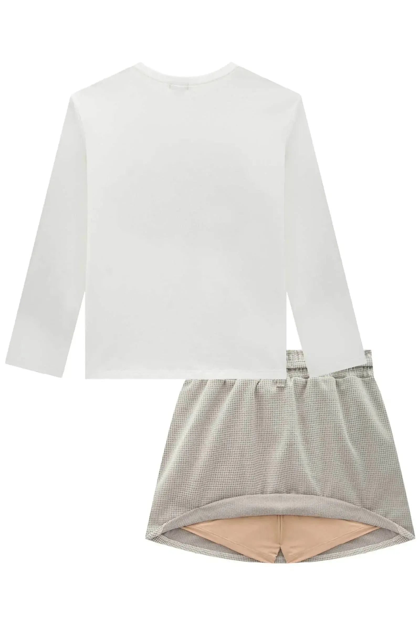 Conjunto de Blusa em Cotton e Saia em Flanela Versalhes com Shorts Embutido 91969 Vic&Vicky Teen Menina