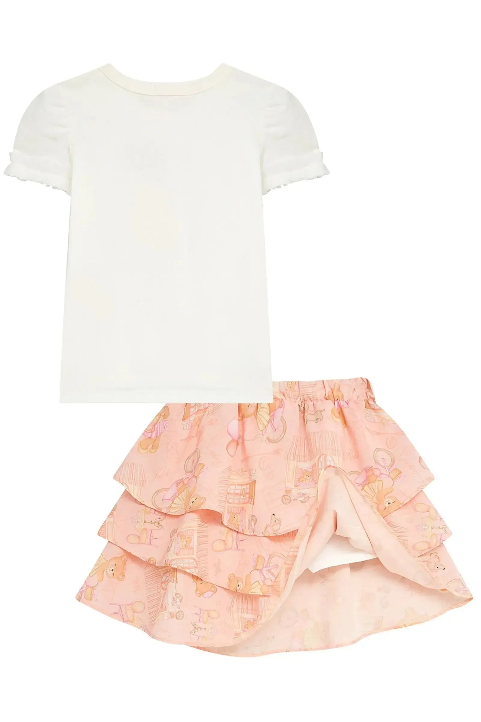 Conjunto de Blusa em Cotton e Saia em Light Peach (com Shorts Embutido) 96520 Kukiê Infantil Menina