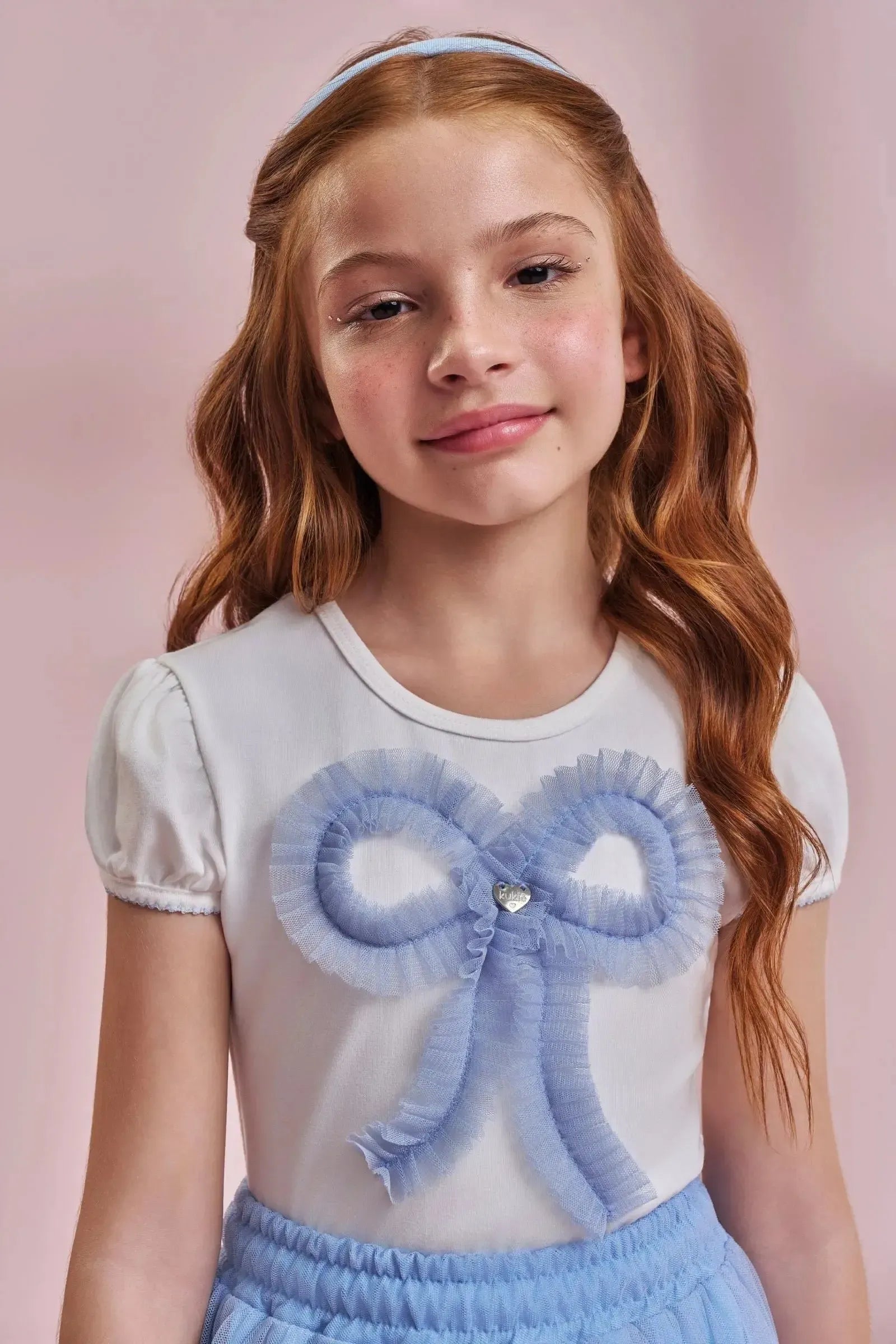 Conjunto de Blusa em Cotton e Saia em Tule com Elastano (com Shorts Embutido) 96787 Kukiê Infantil Menina