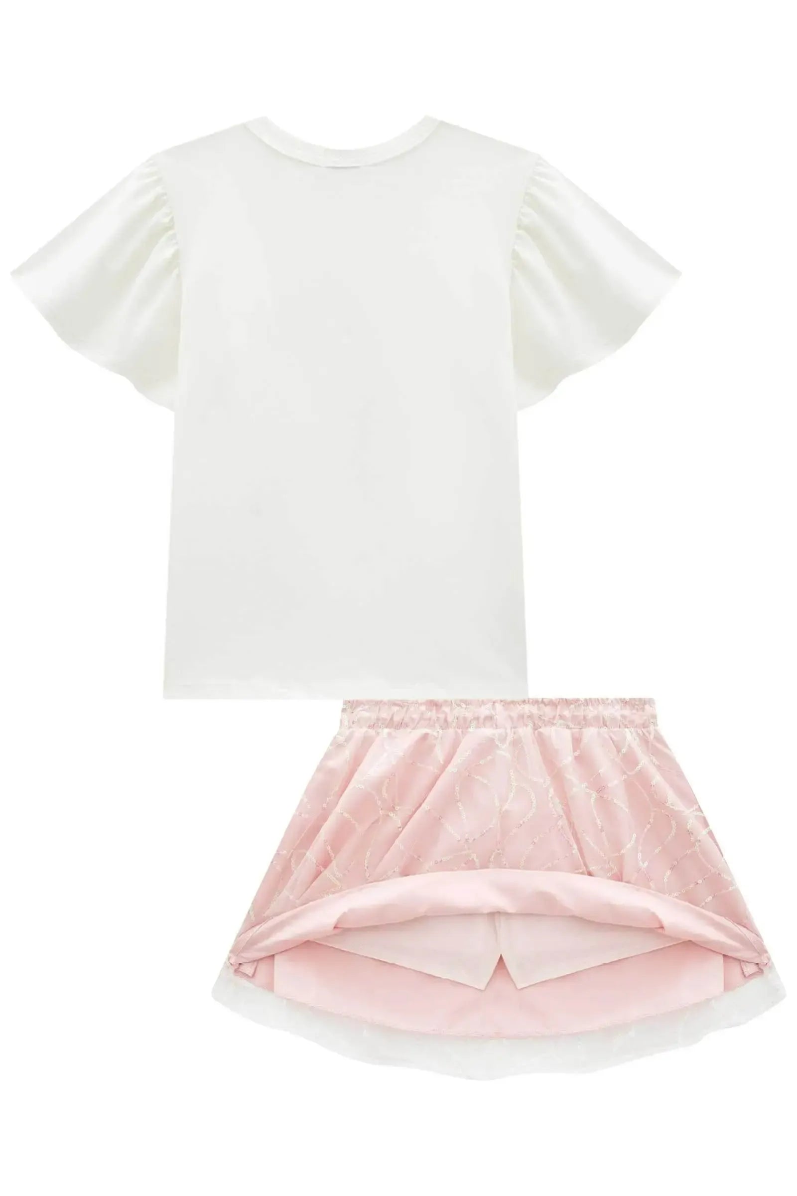 Conjunto de Blusa em Cotton e Saia em Tule Paetê. Com Shorts Embutido 95863 Infanti Infantil Menina