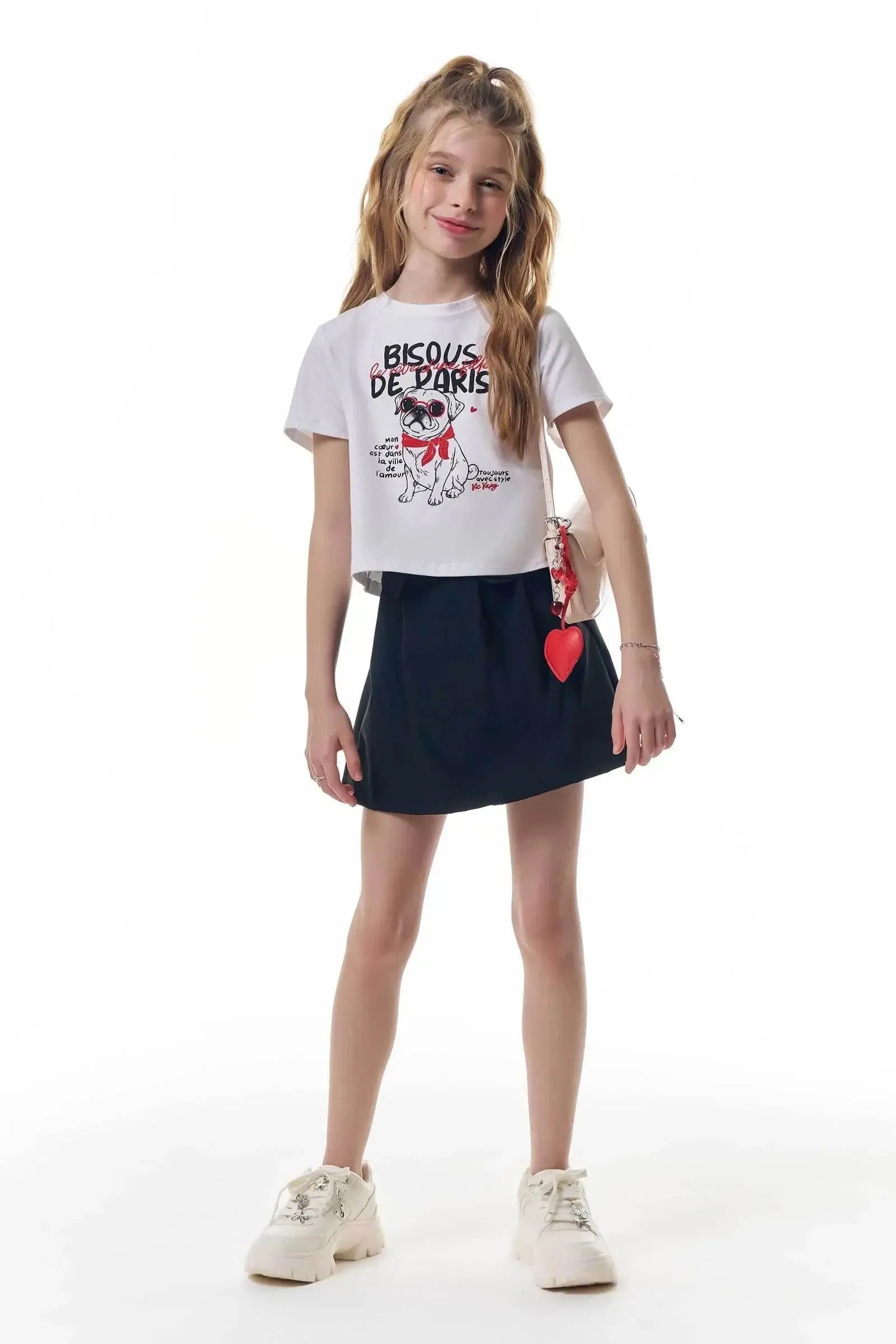 Conjunto de Blusa em Cotton e Short Saia em Alfaiataria Tecno Cargo 95943 Vic&Vicky Teen Menina