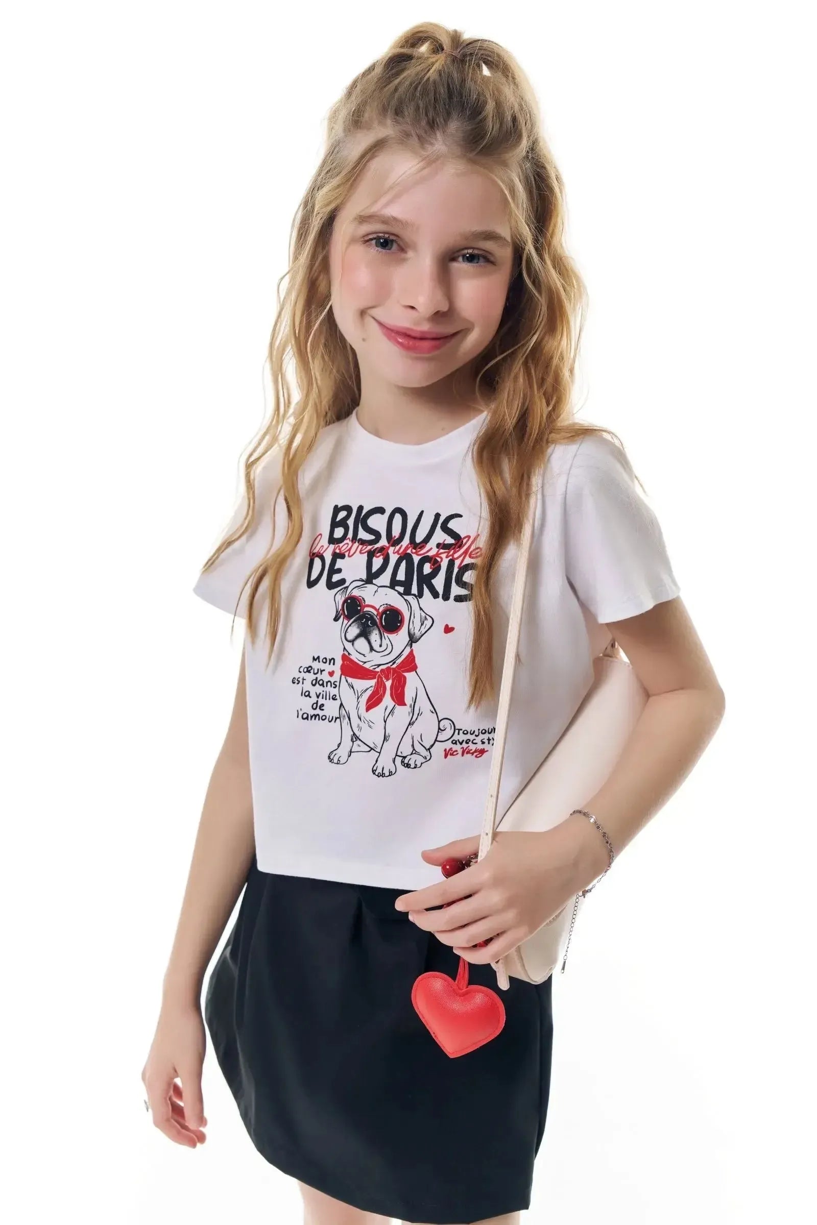 Conjunto de Blusa em Cotton e Short Saia em Alfaiataria Tecno Cargo 95943 Vic&Vicky Teen Menina