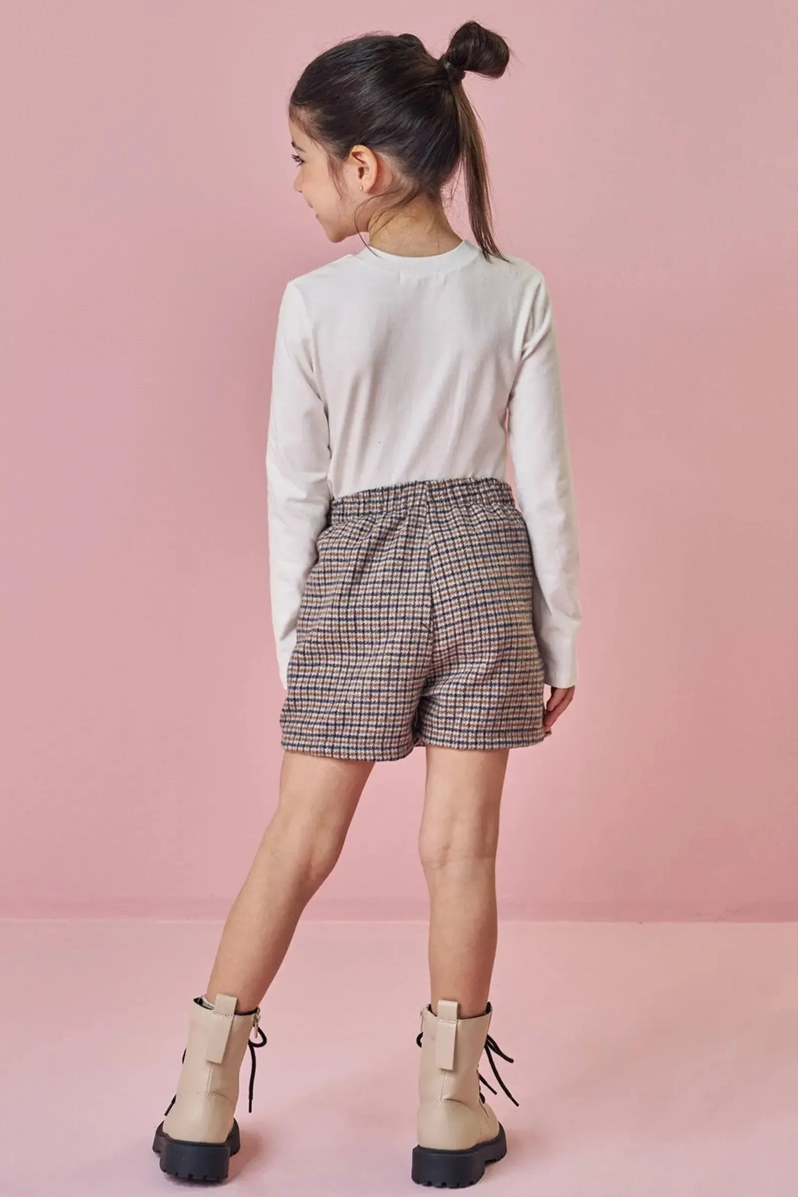 Conjunto de Blusa em Cotton e Short Saia em Flanela Zurique 92485 Kukiê Infantil Menina