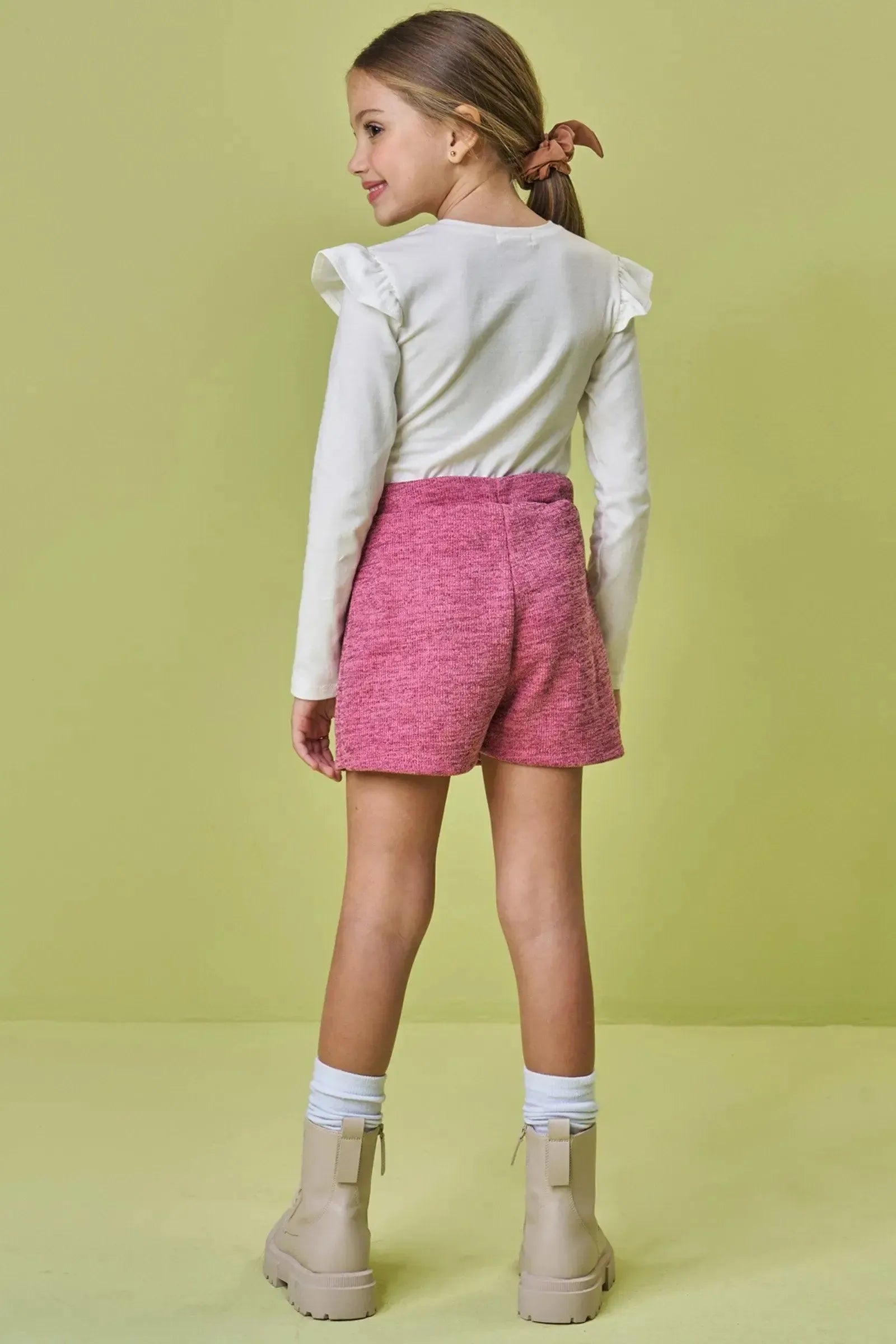 Conjunto de Blusa em Cotton e Short Saia em Malha Shine 92679 Kukiê Infantil Menina