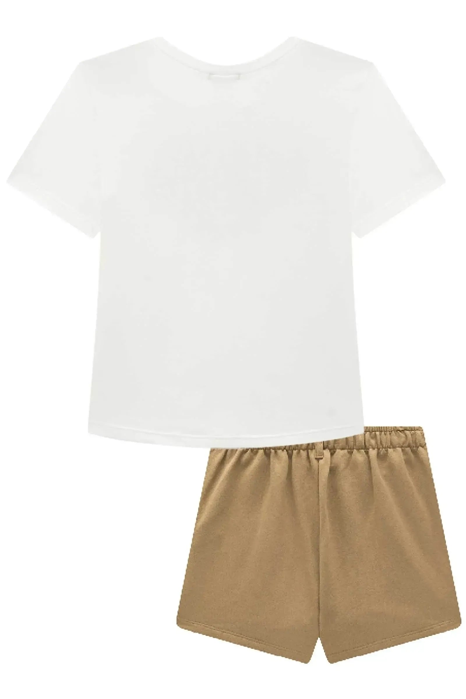 Conjunto de Blusa em Cotton e Short Saia em Moletom sem Pelúcia 93480 Vic&Vicky Teen Menina