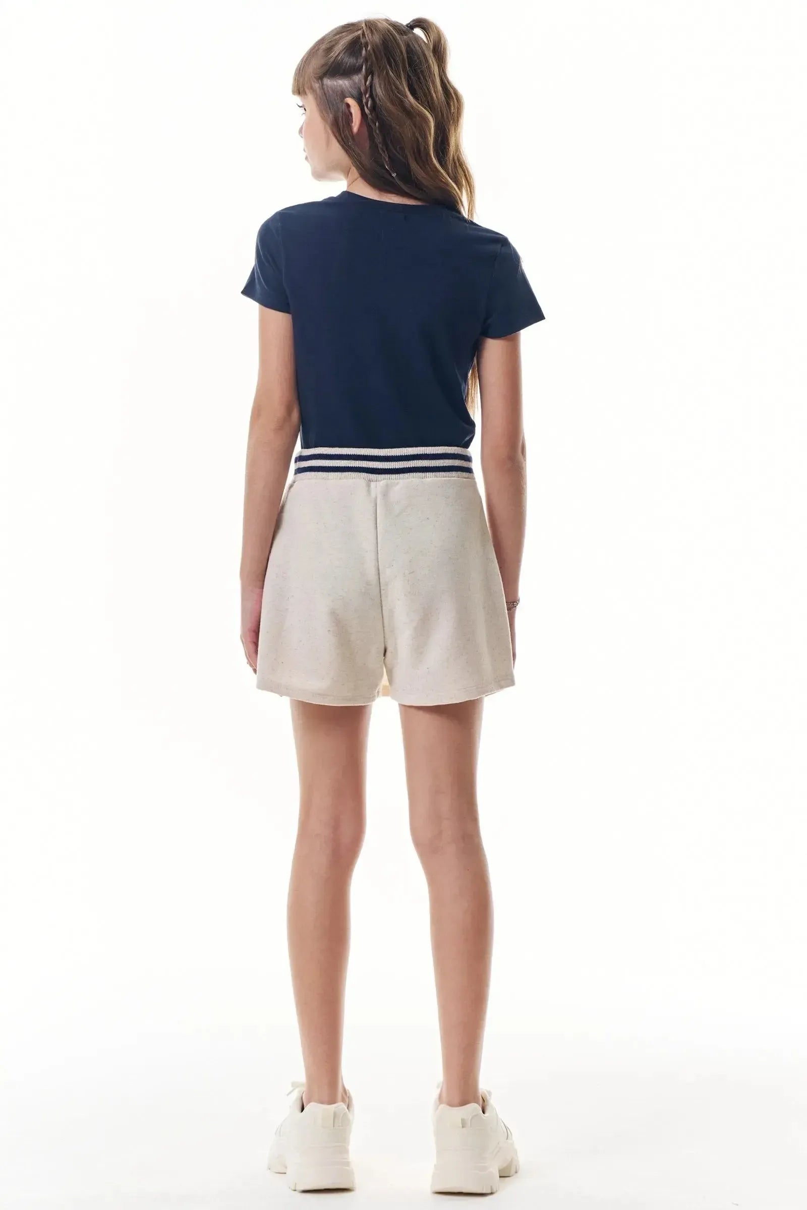 Conjunto de Blusa em Cotton e Short Saia em Moletom sem Pelúcia 97465 Vic&Vicky Teen Menina