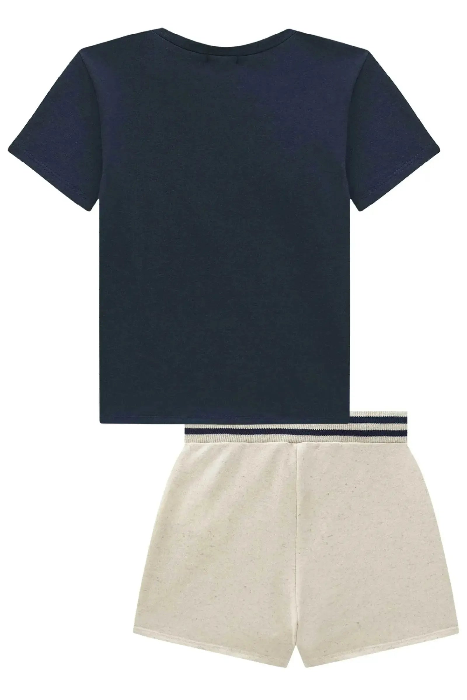 Conjunto de Blusa em Cotton e Short Saia em Moletom sem Pelúcia 97465 Vic&Vicky Teen Menina