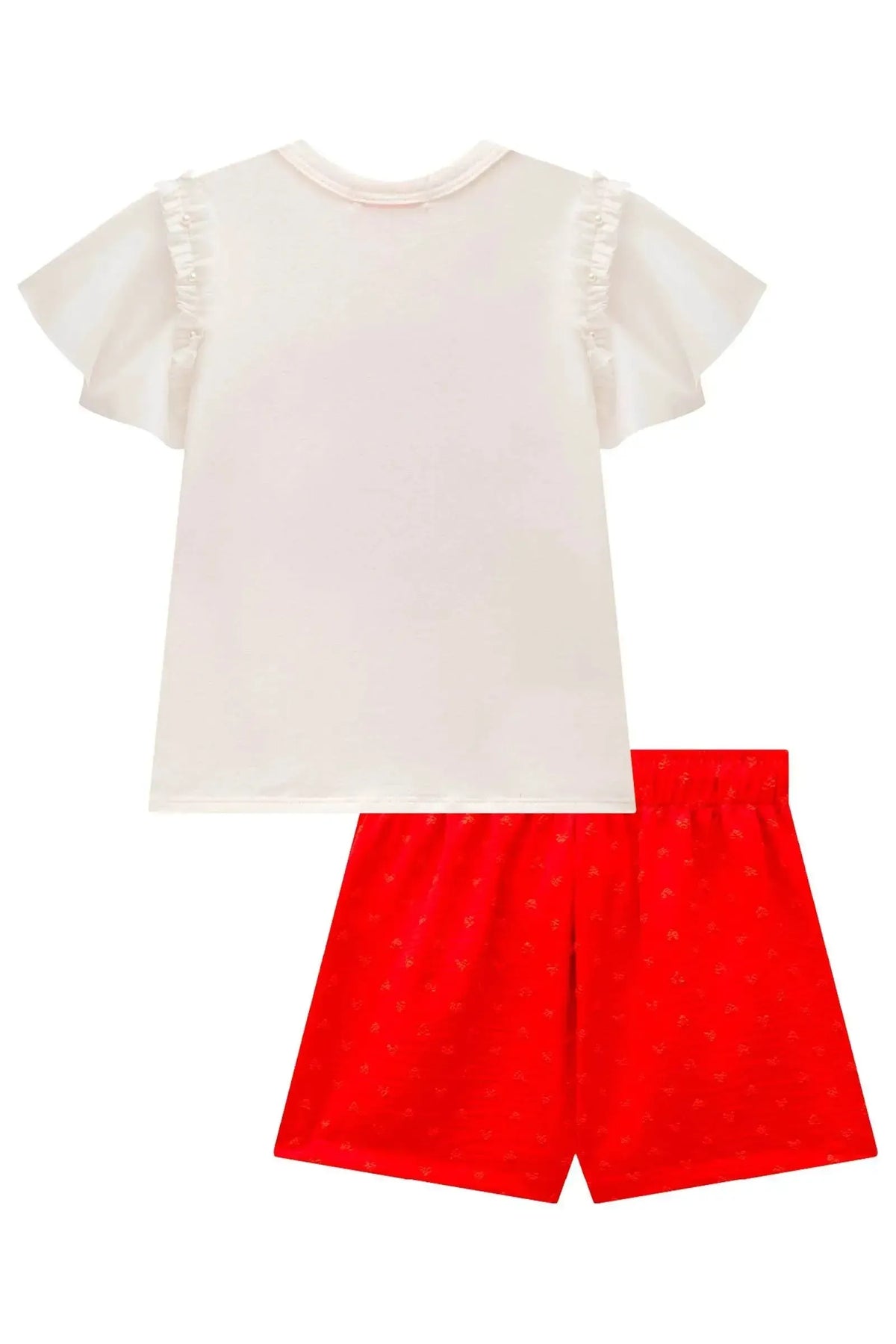 Conjunto de Blusa em Cotton e Shorts em Crepe Textura 98672 Kukiê Infantil Menina