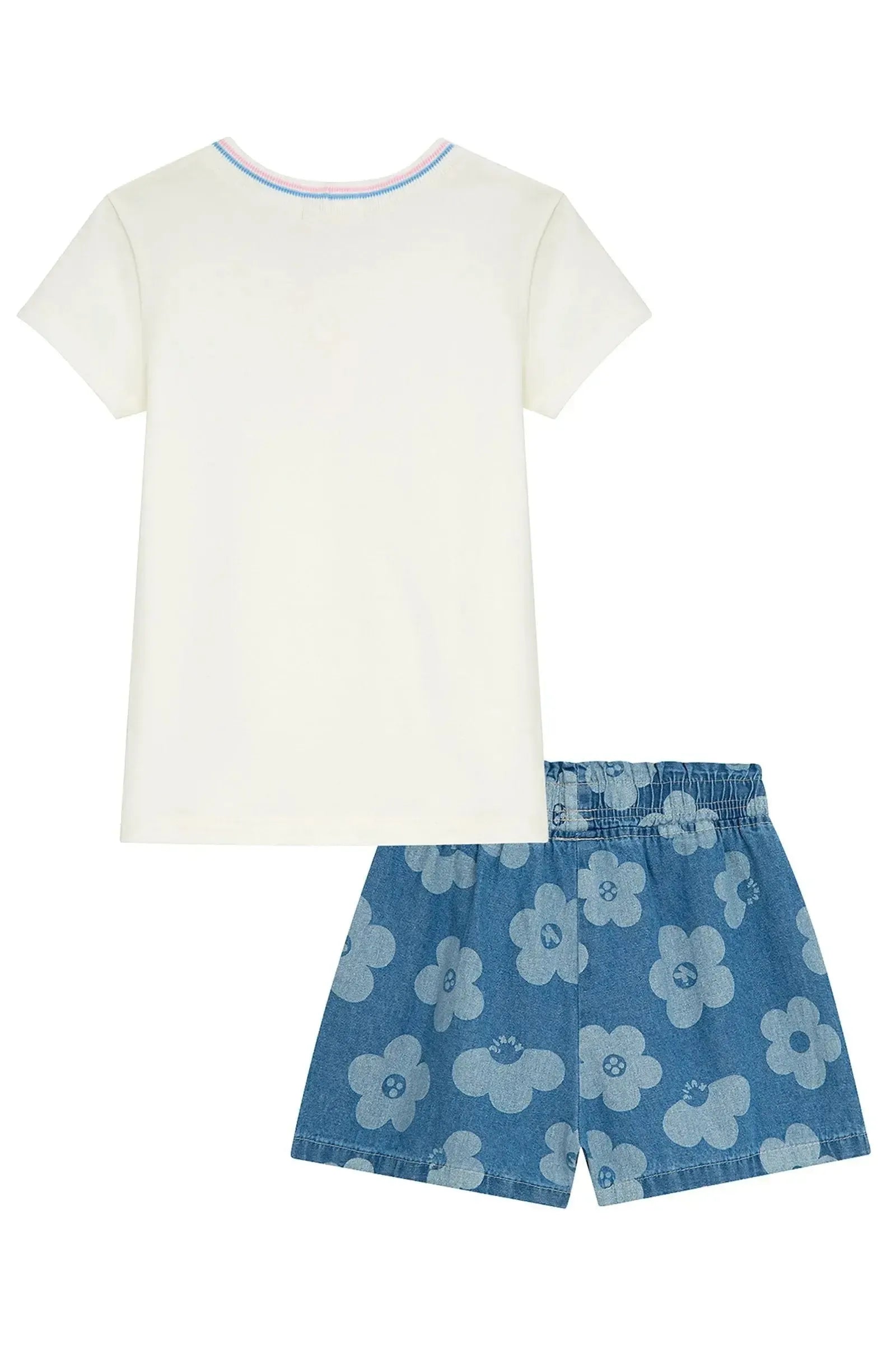 Conjunto de Blusa em Cotton e Shorts em Jeans 95347 Kukiê Infantil Menina