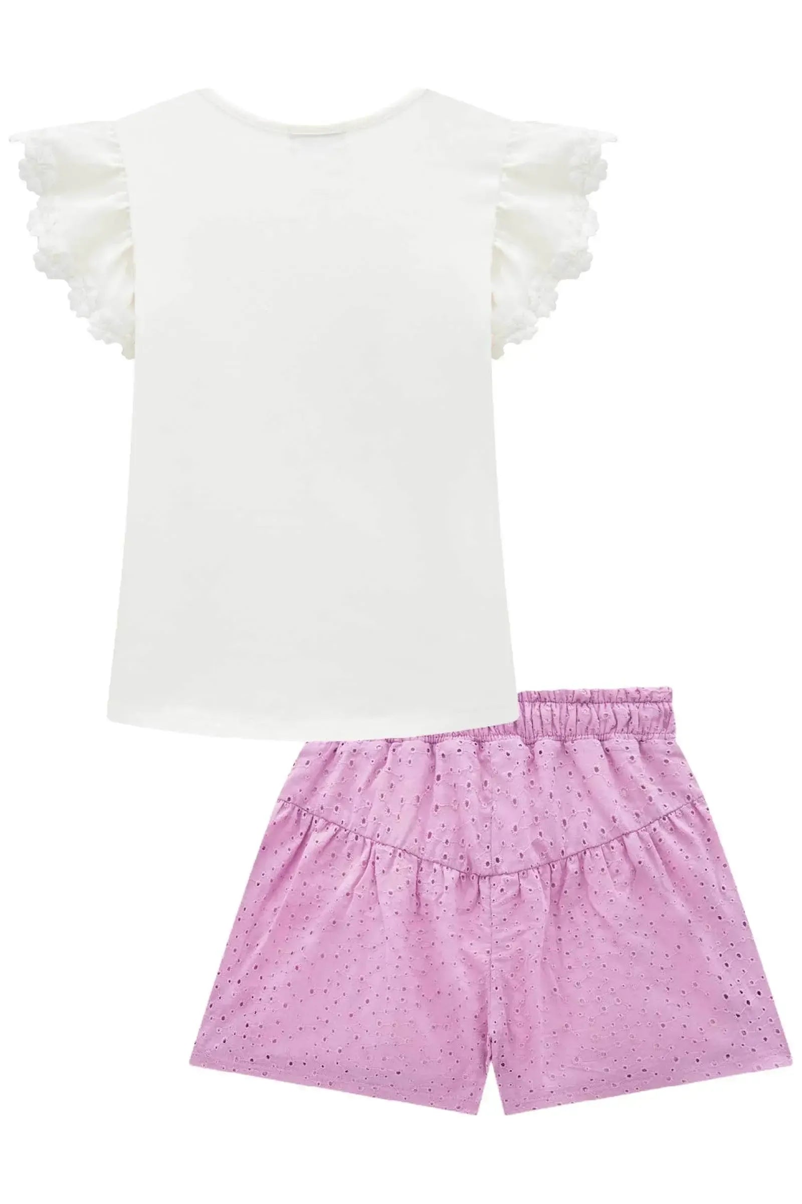 Conjunto de Blusa em Cotton e Shorts em Laise Romantic 93217 Infanti Infantil Menina