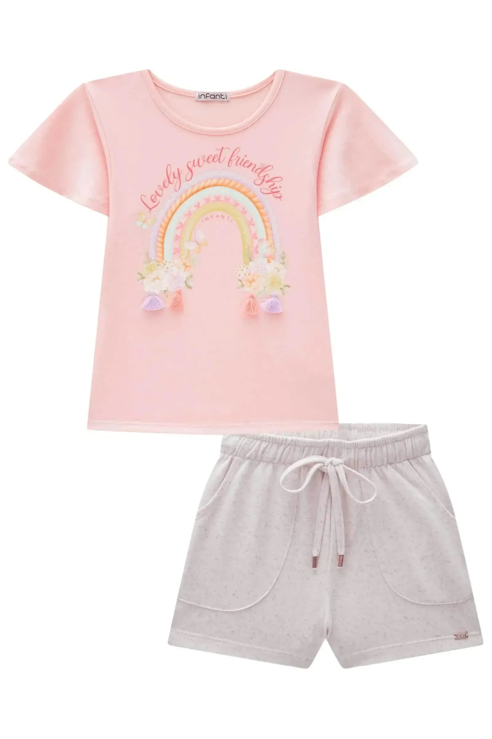 Conjunto de Blusa em Cotton e Shorts em Molevisco 84332 Infanti Infantil Menina