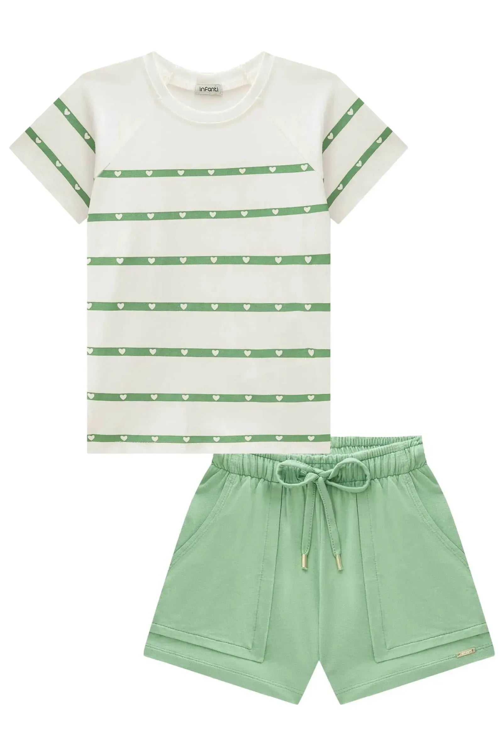 Conjunto de Blusa em Cotton e Shorts em Molevisco 84938 Infanti Infantil Menina