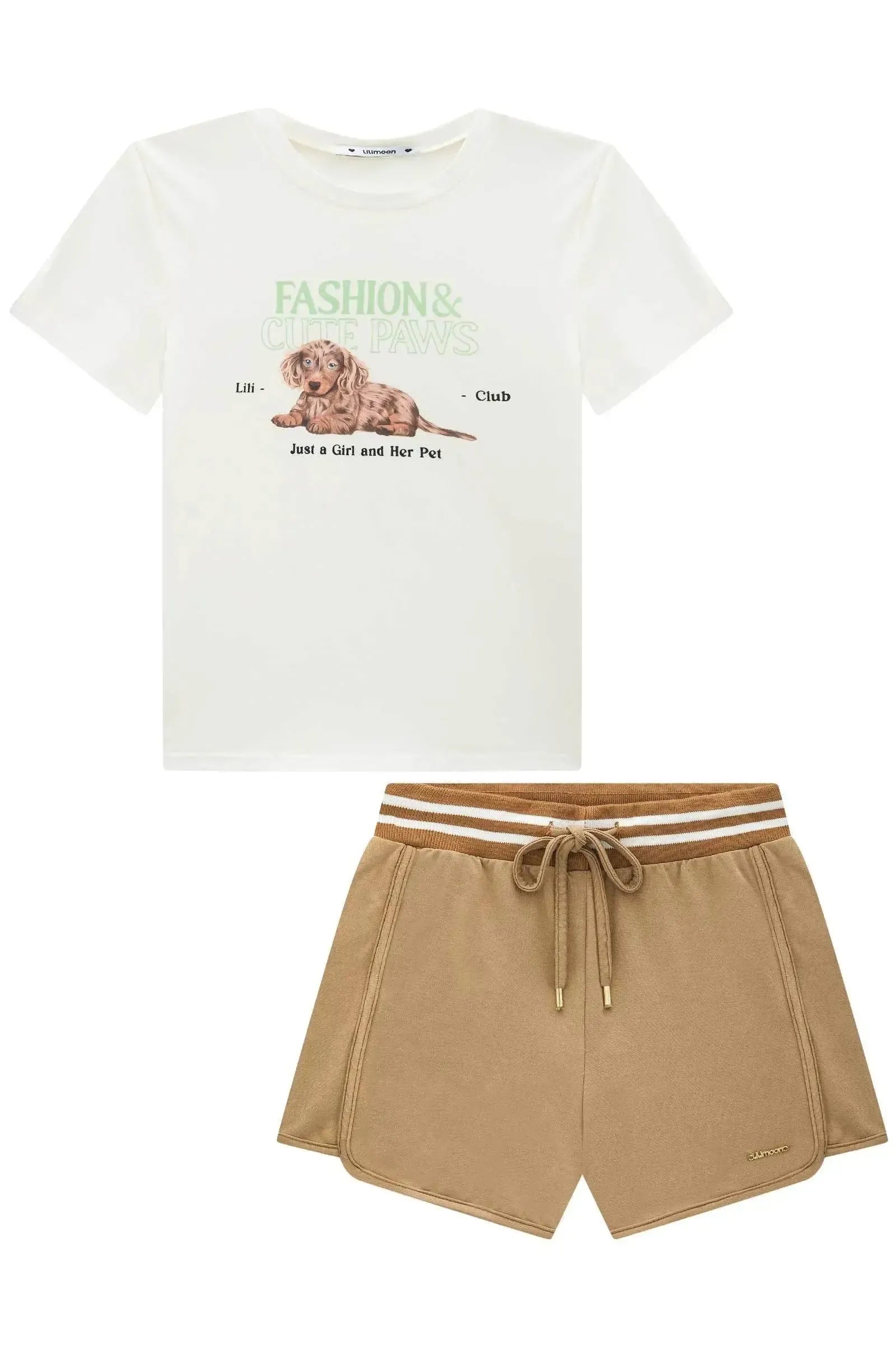 Conjunto de Blusa em Cotton e Shorts em Molevisco 95904 Lilimoon Teen Menina