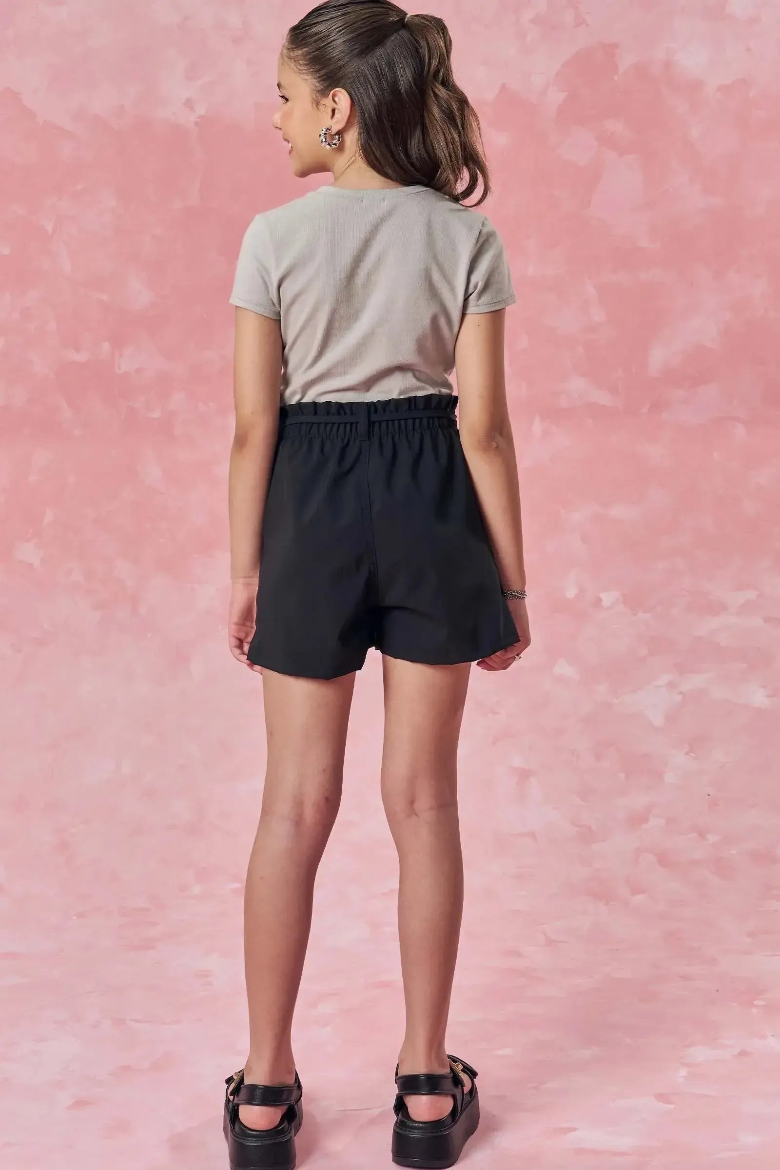 Conjunto de Blusa em Cotton e Shorts em Nylon Alfaiataria 84675 Vic&Vicky Teen Menina