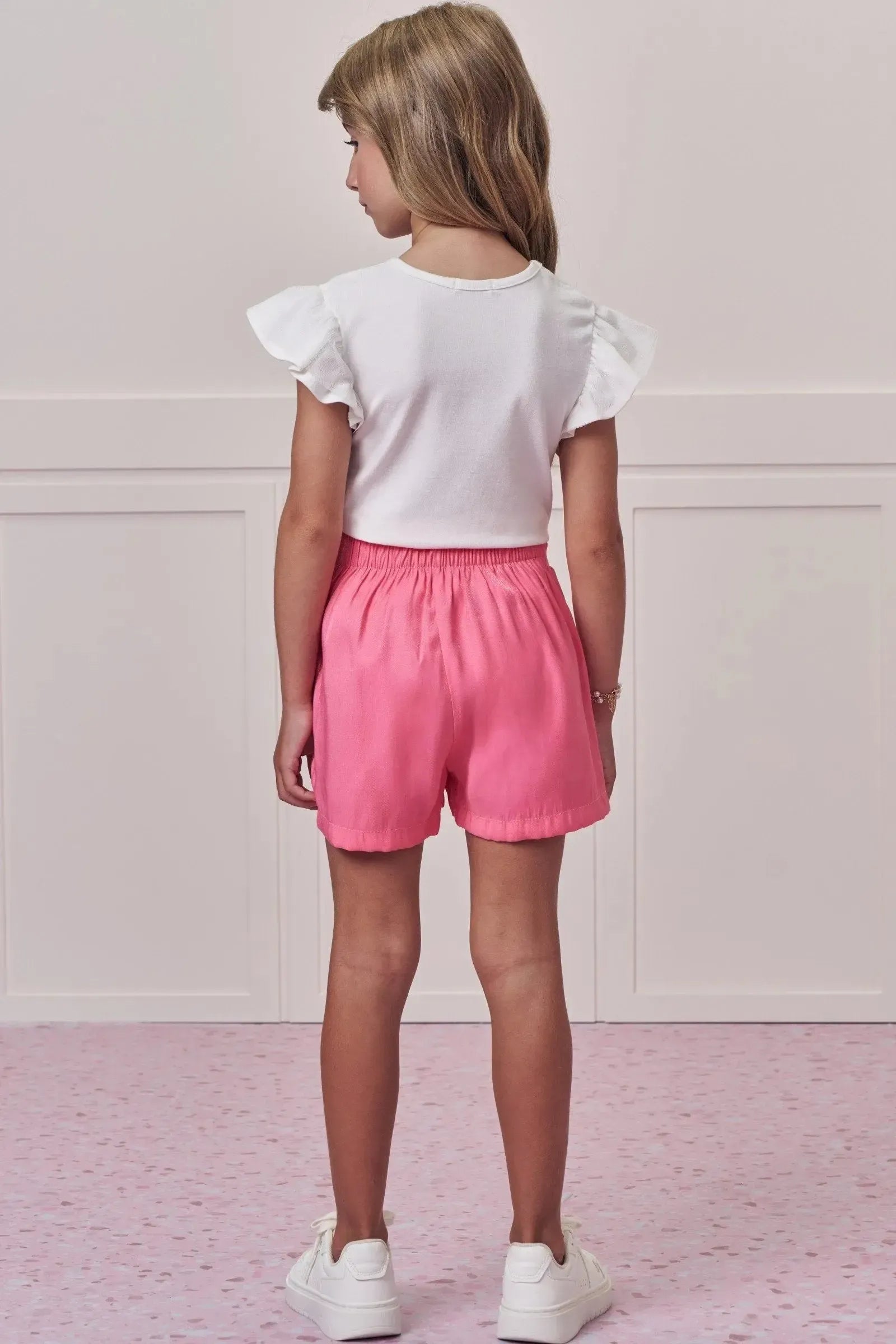 Conjunto de Blusa em Cotton e Shorts em Tecido Shine 99099 Infanti Infantil Menina