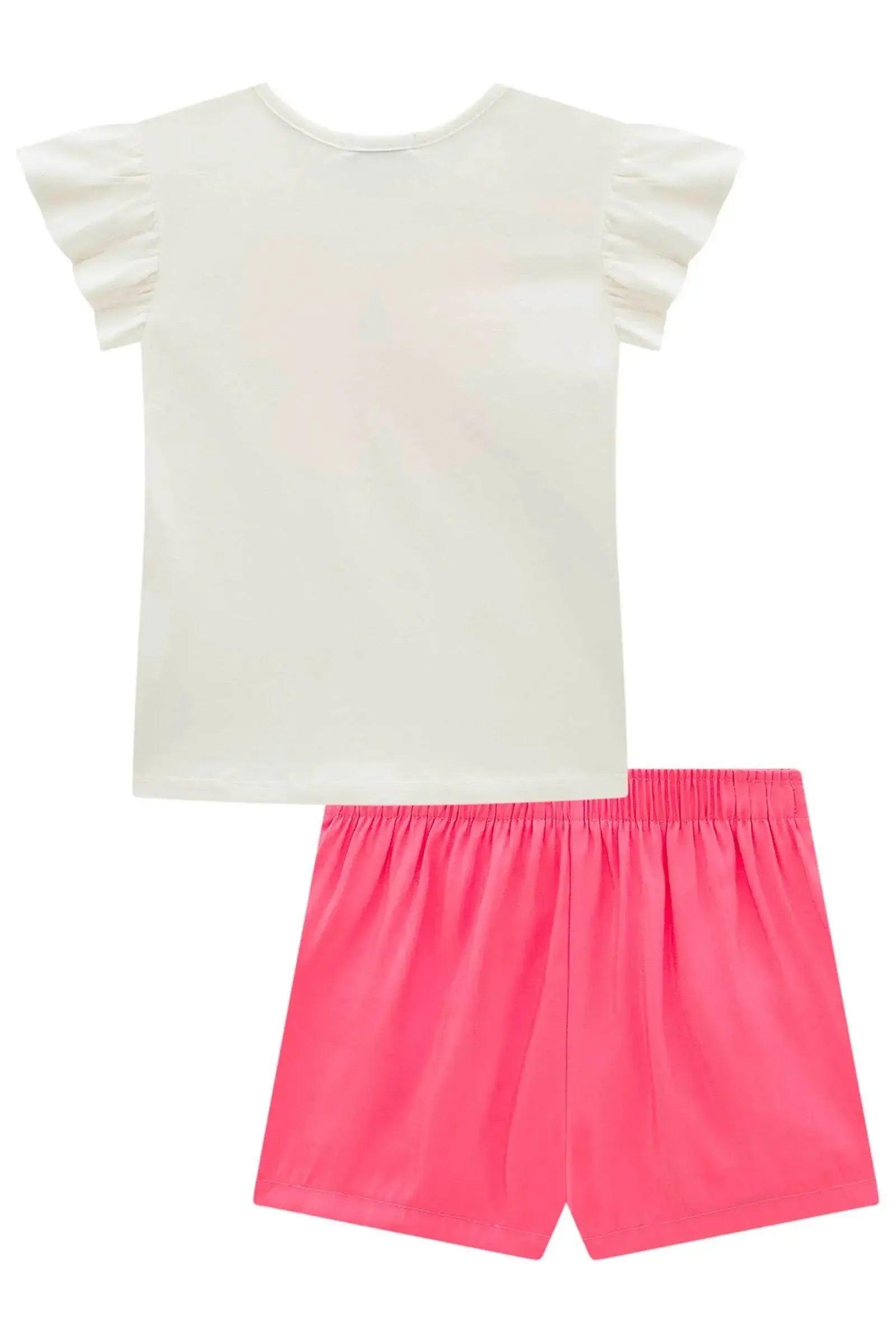 Conjunto de Blusa em Cotton e Shorts em Tecido Shine 99099 Infanti Infantil Menina