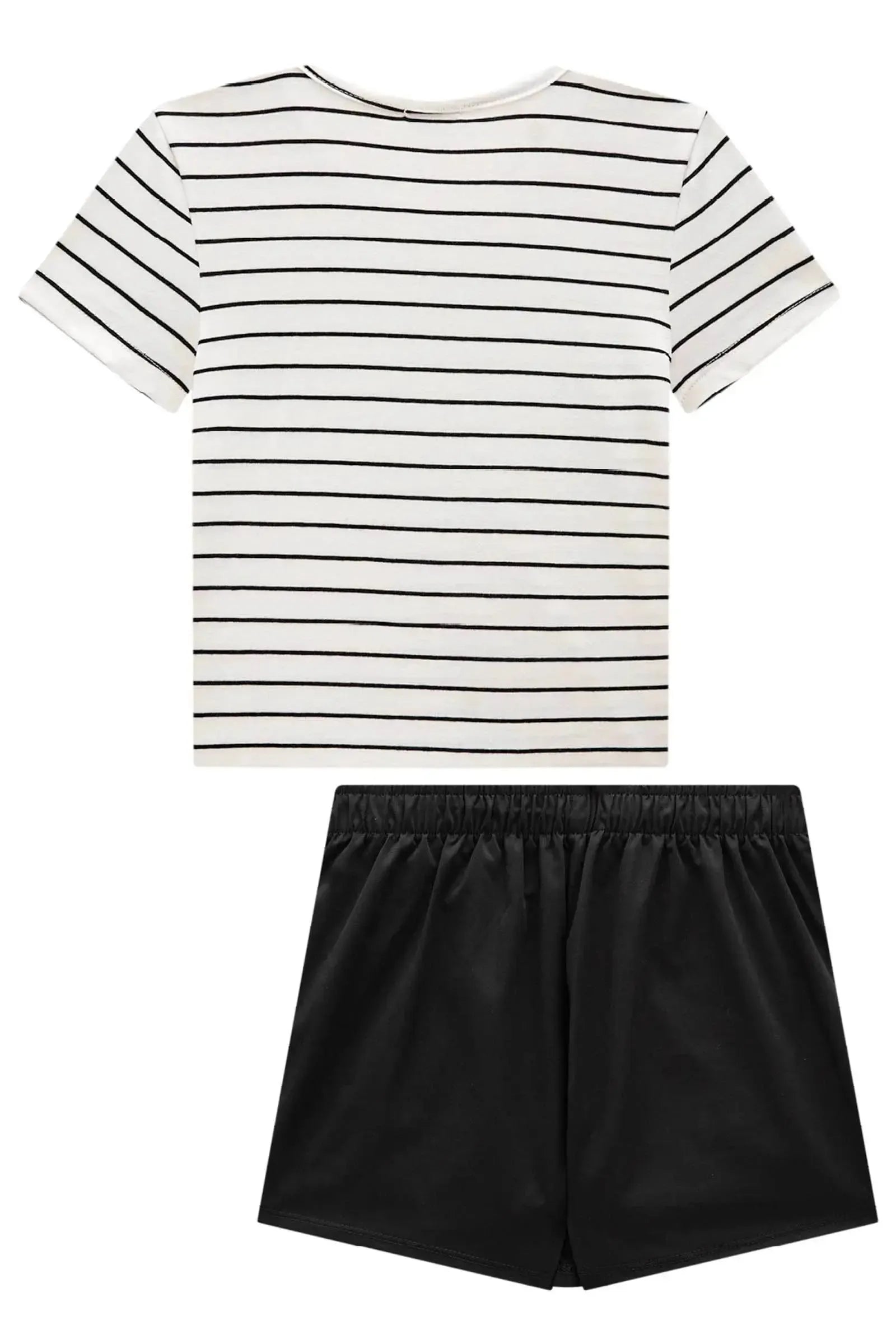 Conjunto de Blusa em Cotton Fio Tinto e Short Saia em Alfaiataria Tecno Cargo 95963 Vic&Vicky Teen Menina