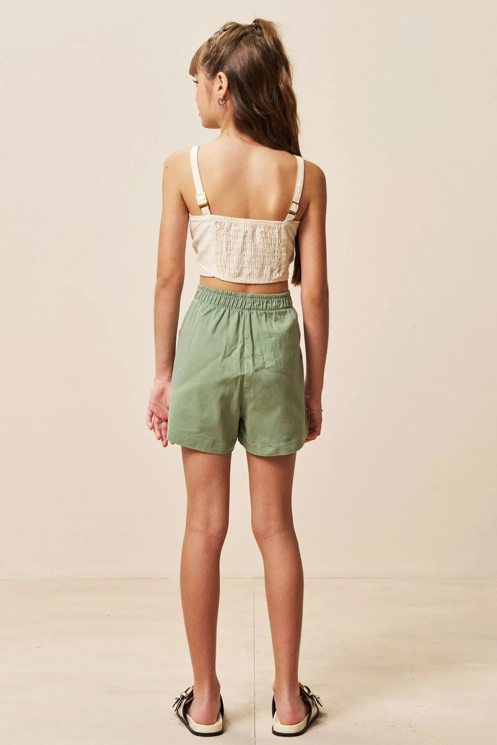 Conjunto de Blusa em Linho Deluxe e Short Saia em Sarja com Elastano 94959 Vic&Vicky Teen Menina