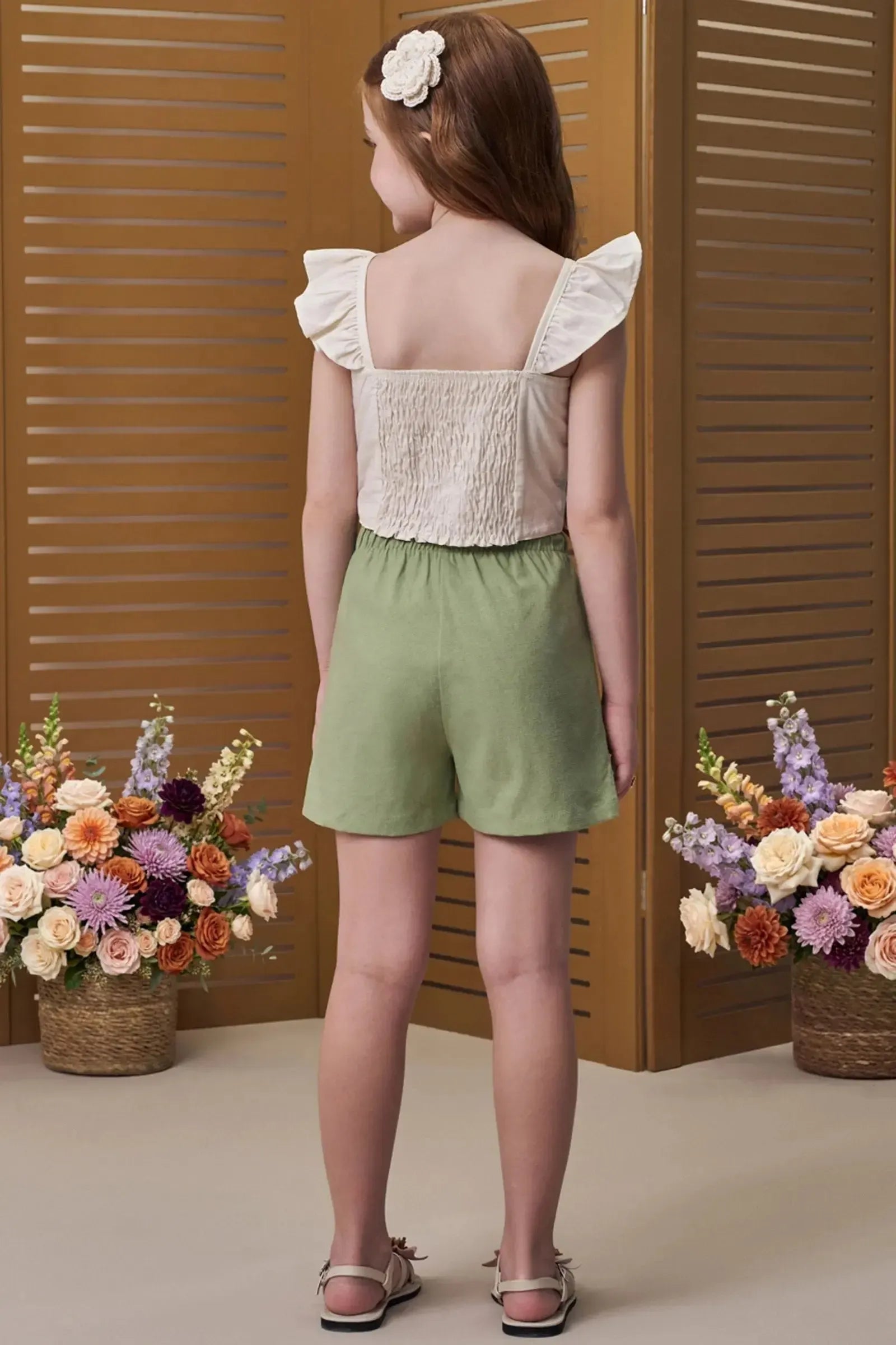 Conjunto de Blusa em Linho Deluxe e Shorts em Linho com Elastano 98552 Infanti Infantil Menina