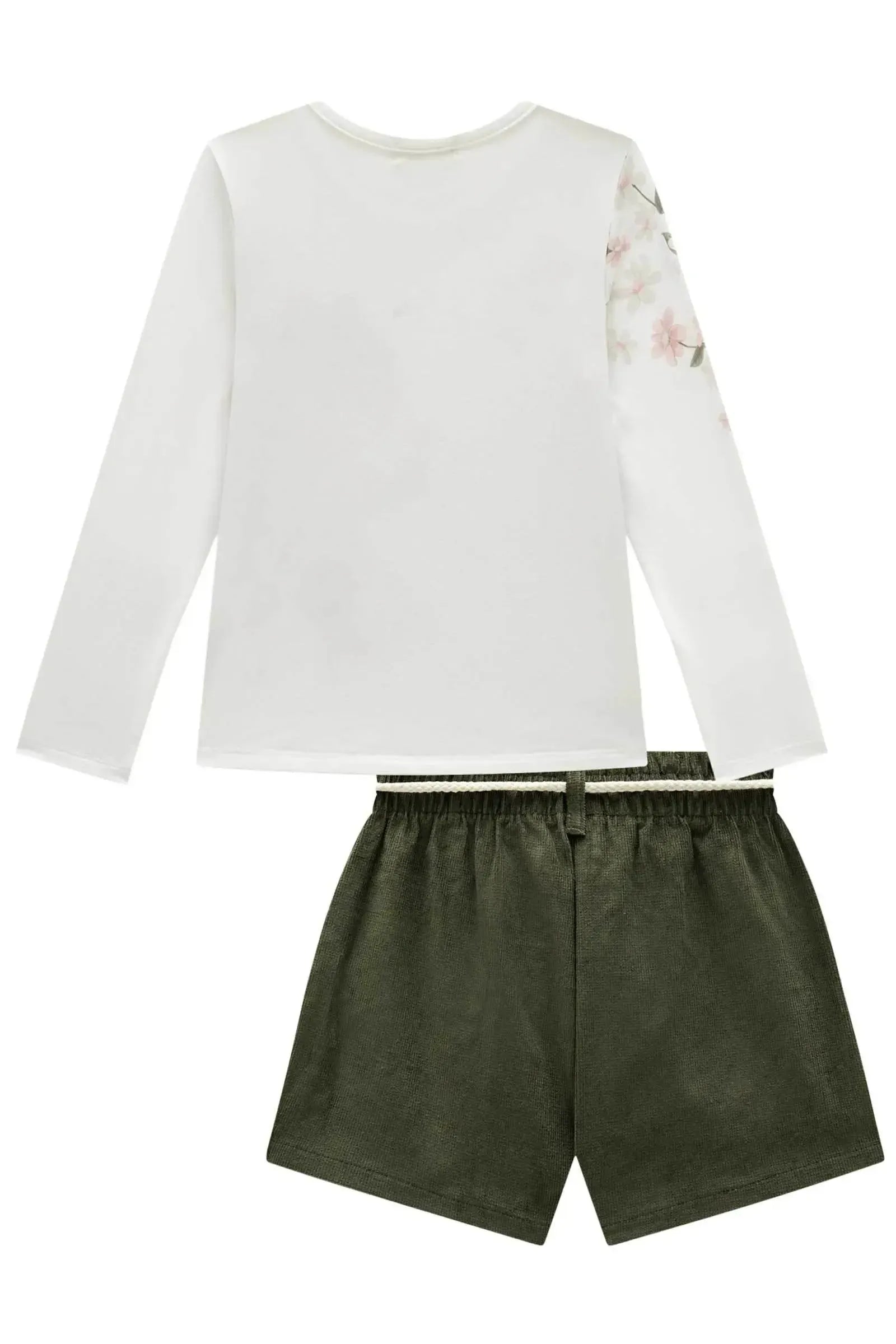 Conjunto de Blusa em Malha Comfy com Short Saia em Veludo Cotelê 92415 Infanti Infantil Menina