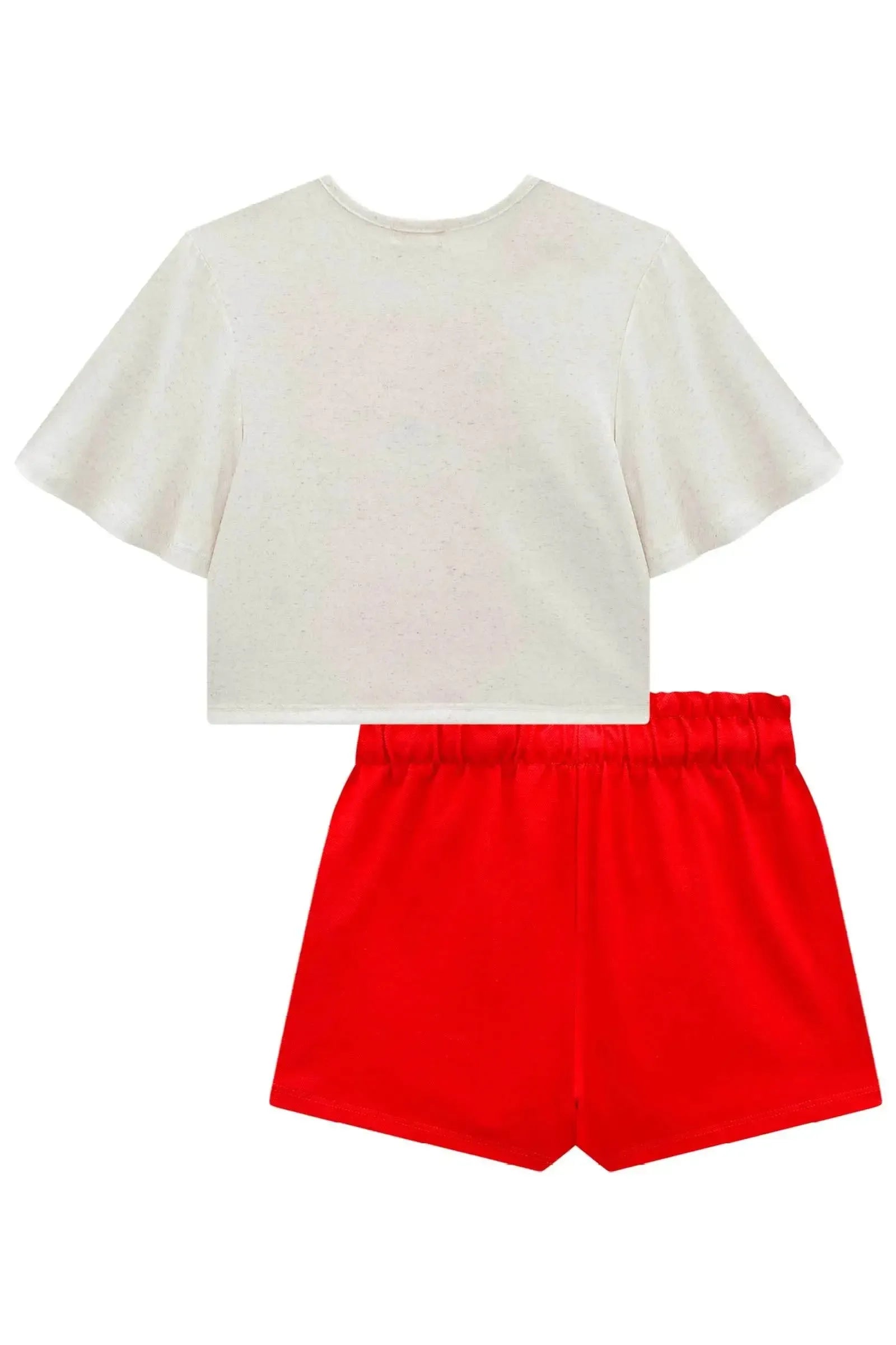 Conjunto de Blusa em Malha Fresh e Short Saia em Piquet 97991 Kukiê Infantil Menina