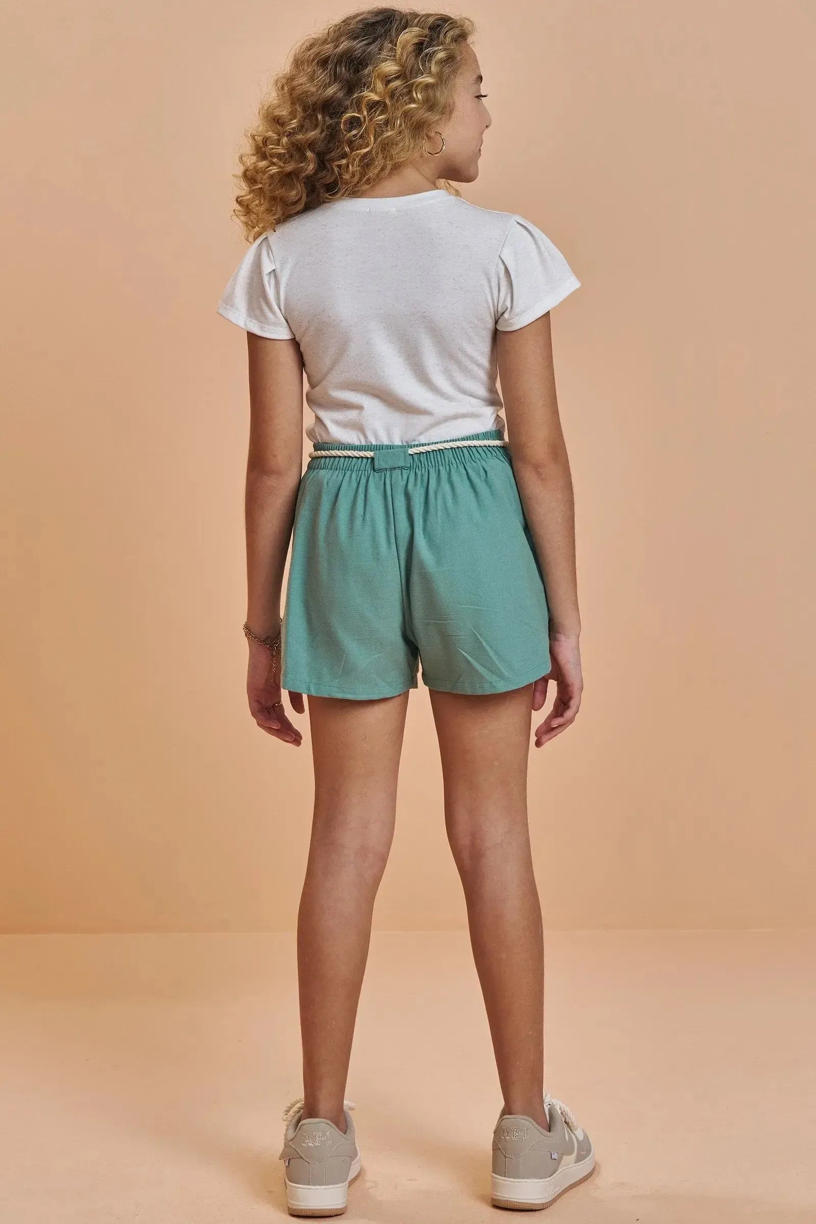 Conjunto de Blusa em Malha Fresh e Shorts em Linho com Elastano 92708 Vic&Vicky Teen Menina