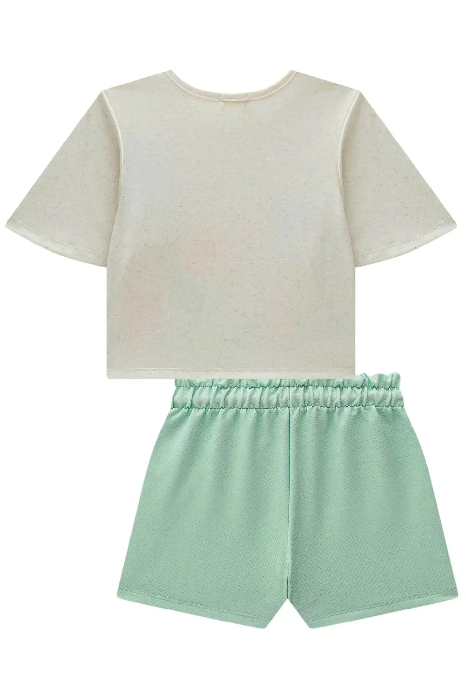 Conjunto de Blusa em Malha Fresh e Shorts em Molecotton 98011 Kukiê Infantil Menina