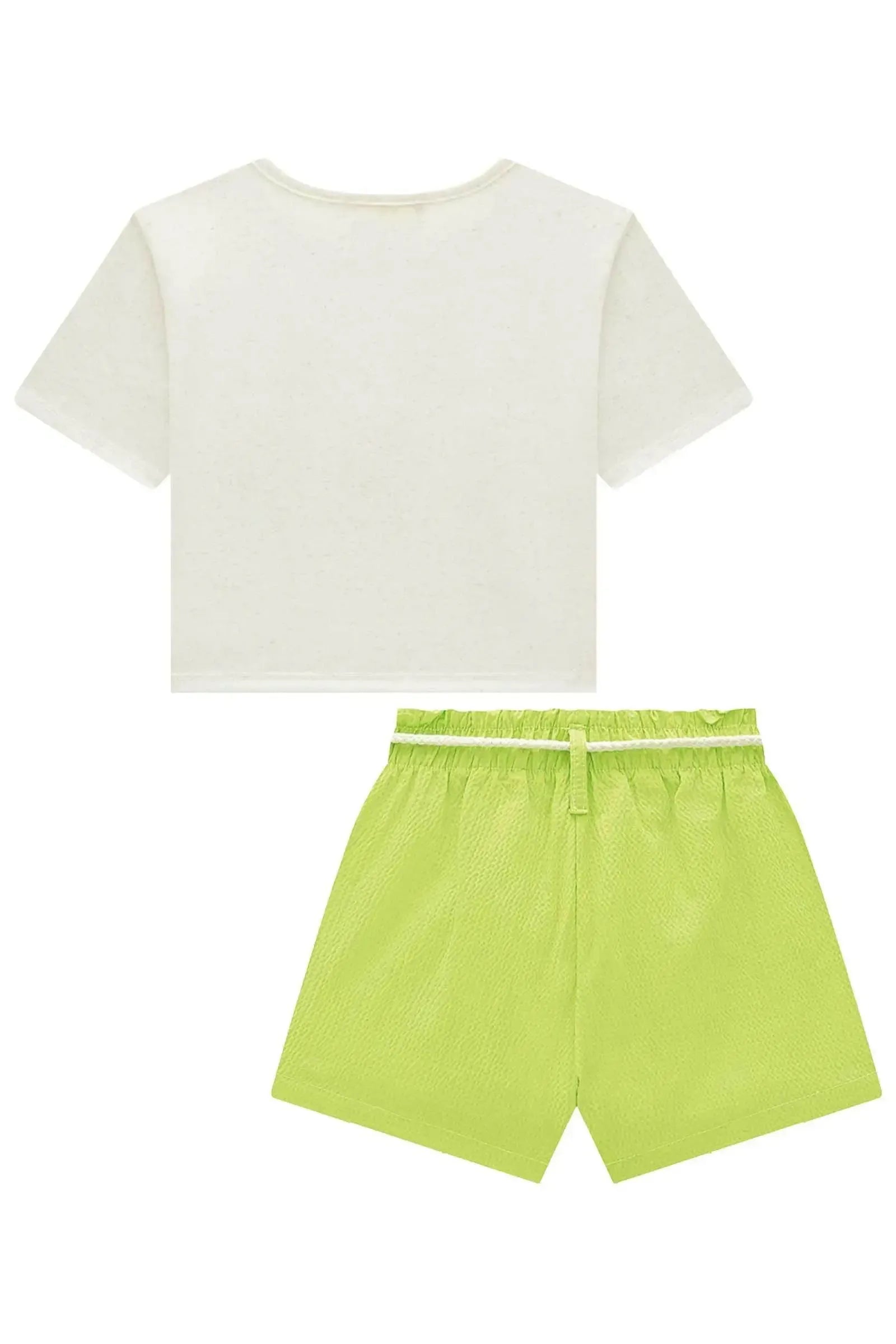 Conjunto de Blusa em Malha Fresh e Shorts em Tecido Texturizado 96478 Infanti Infantil Menina