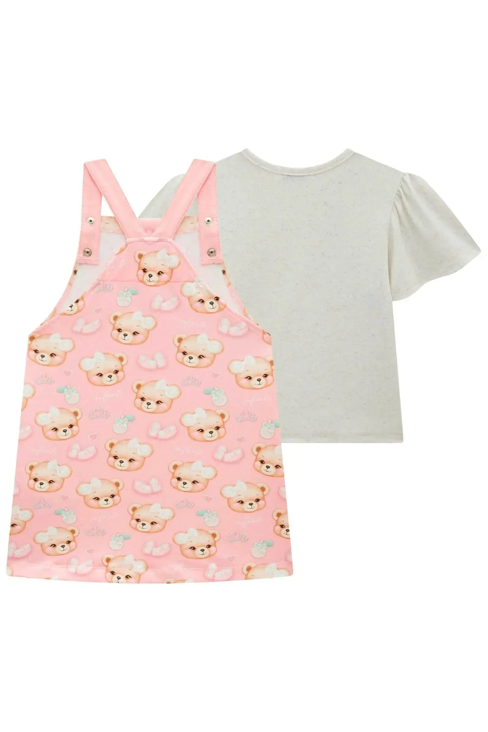 Conjunto de Blusa em Malha Power e Salopete em Molecotton 99130 Infanti Infantil Menina
