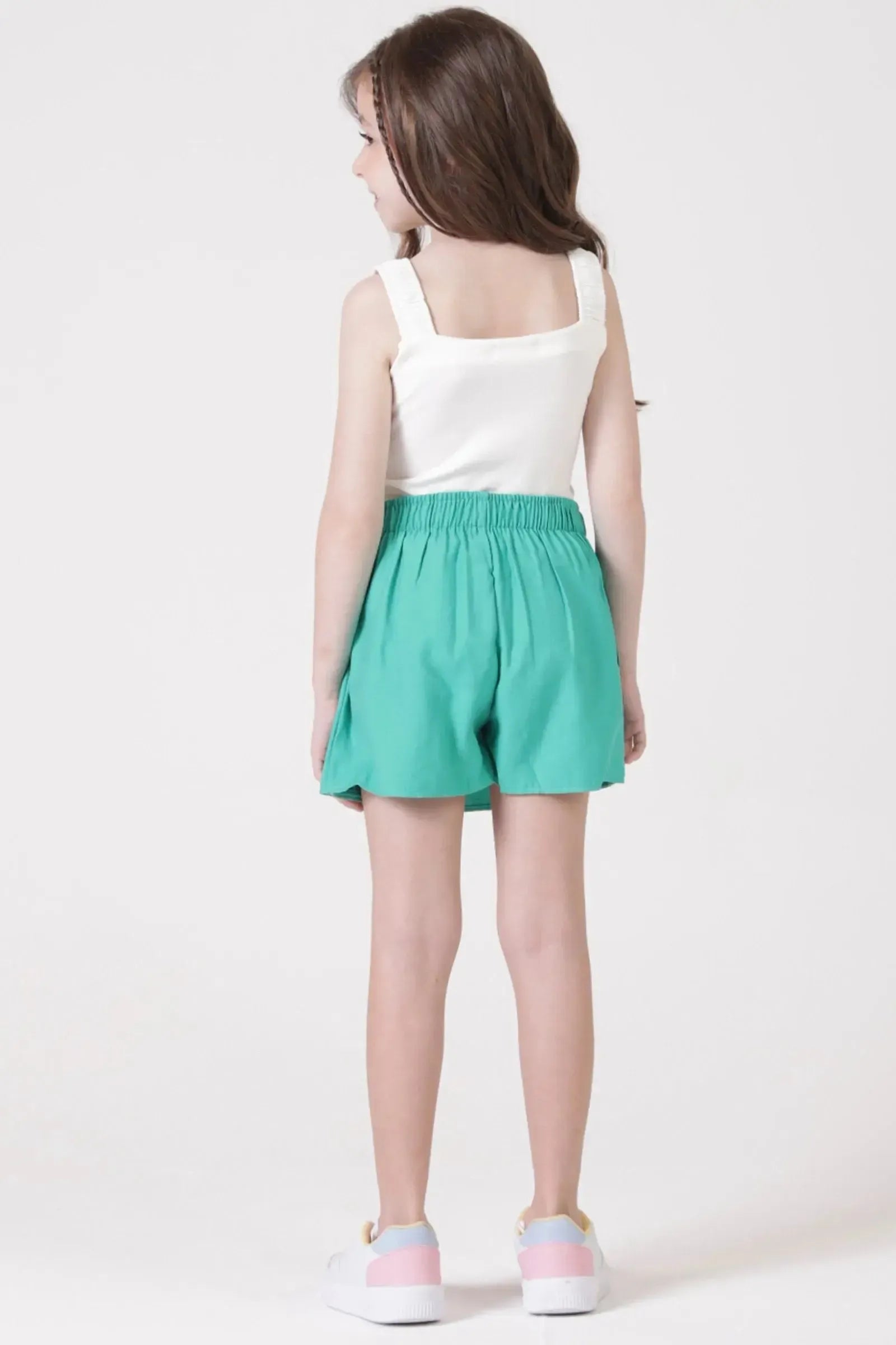 Conjunto de Blusa em Malha Power e Short Saia em Blend de Viscose 89391 Kukiê Infantil Menina