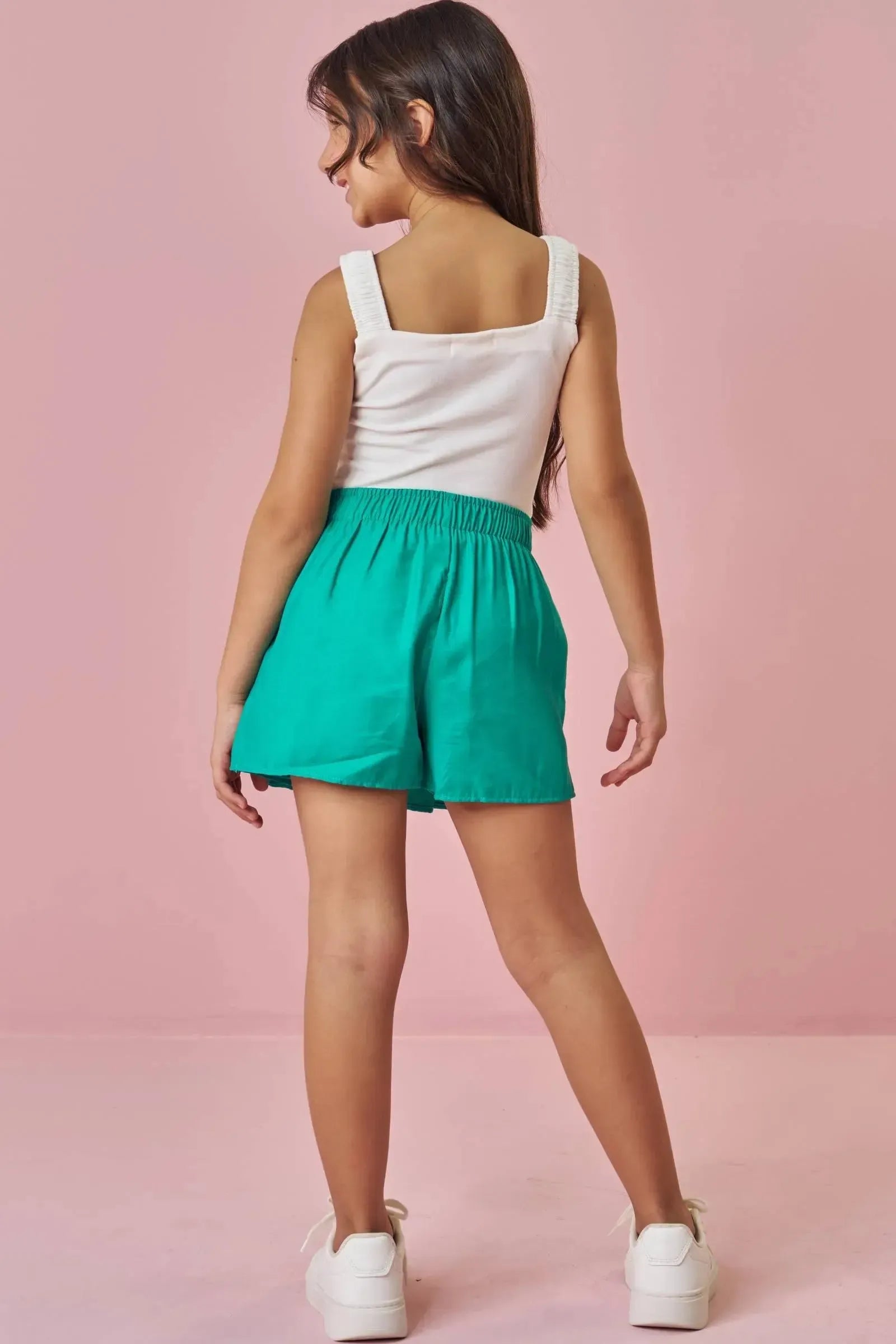 Conjunto de Blusa em Malha Power e Short Saia em Blend de Viscose 89391 Kukiê Infantil Menina