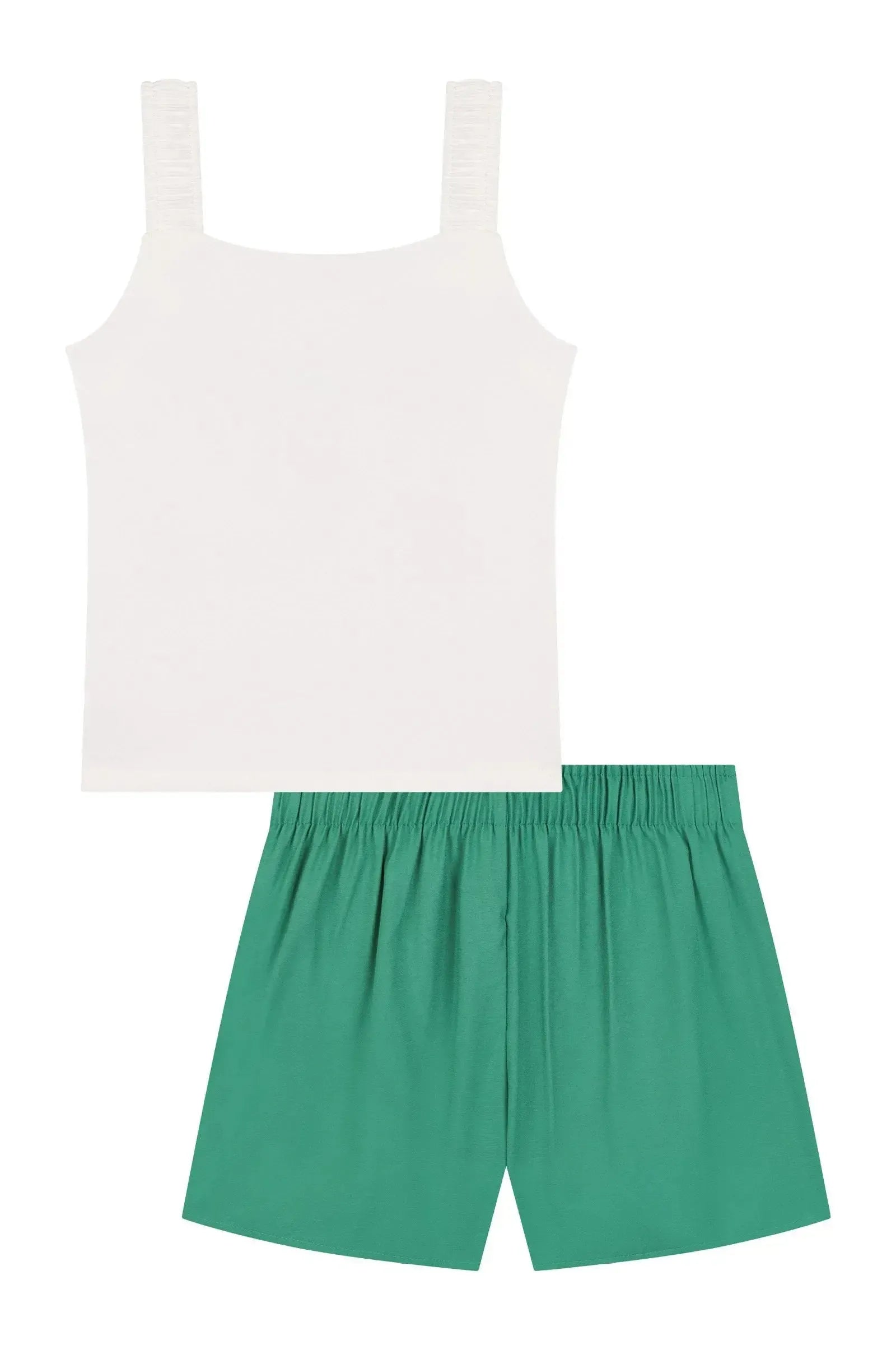 Conjunto de Blusa em Malha Power e Short Saia em Blend de Viscose 89391 Kukiê Infantil Menina