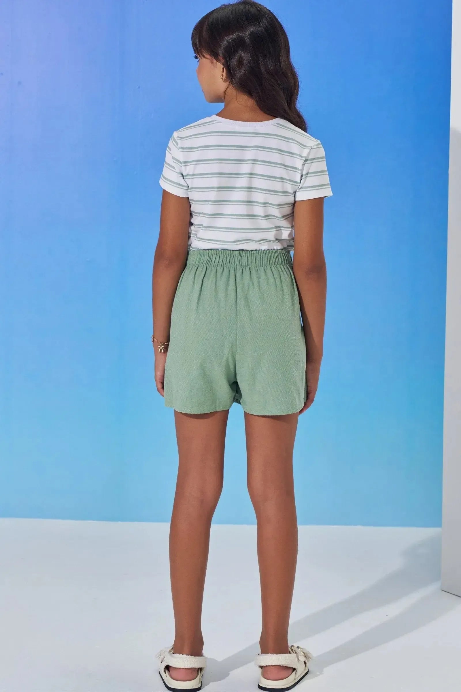 Conjunto de Blusa em Malha Power e Short Saia em Linho com Elastano 99109 Vic Teen Menina